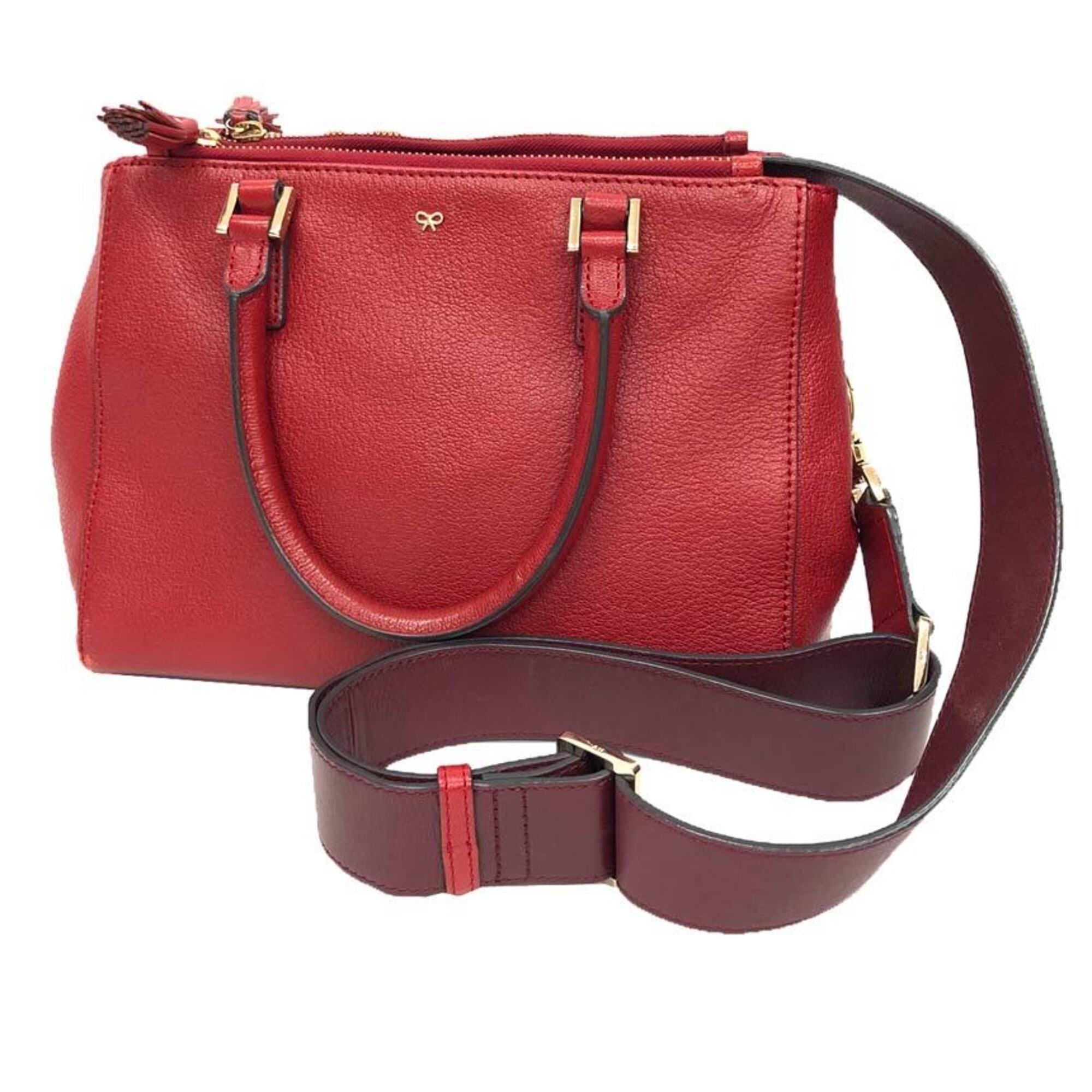 Anya Hindmarch Red Color Leather Shoulder Bag Tote Bag (Pre-Owned)