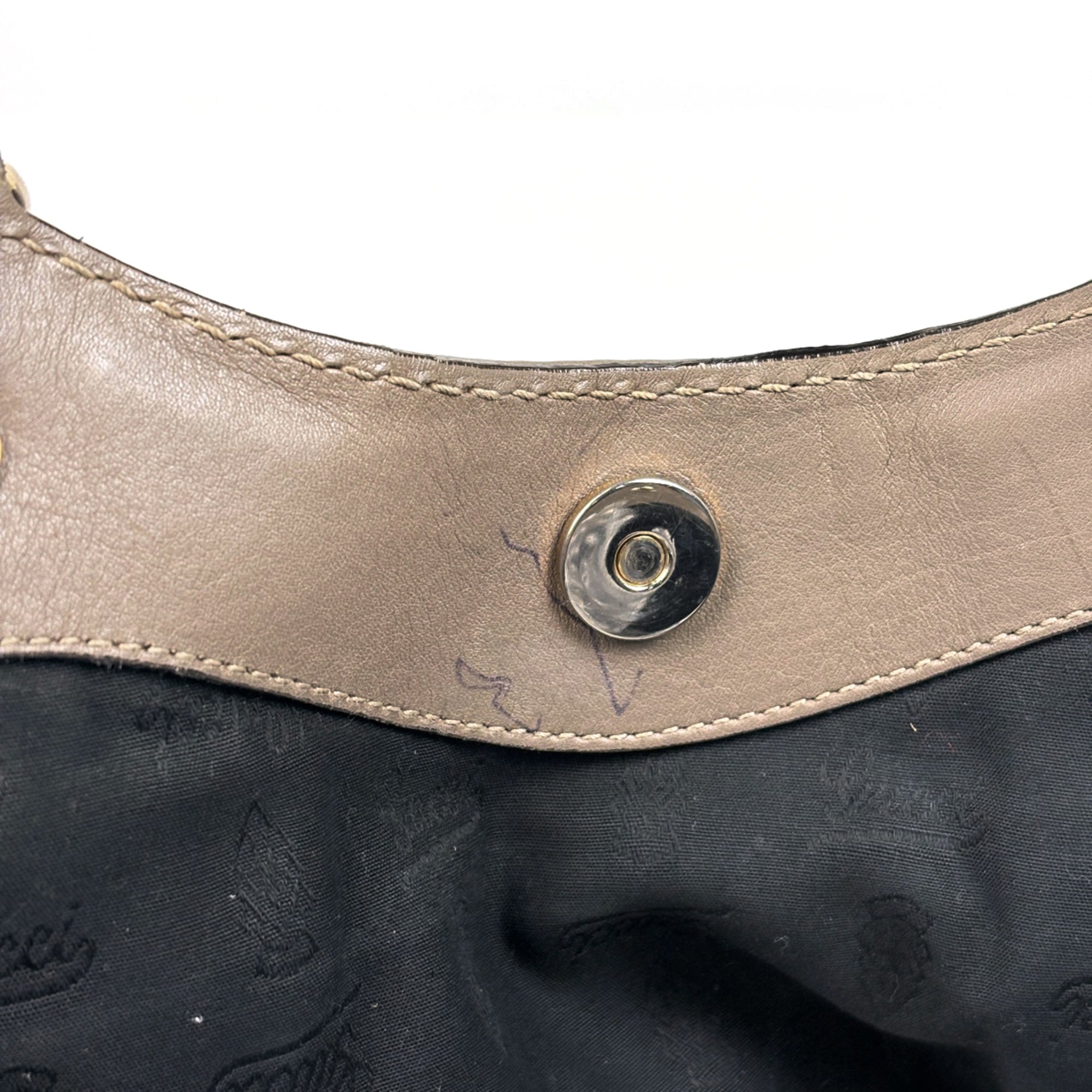 Gucci Sukey Gray Gg Leather Handbag (Pre-Owned)
