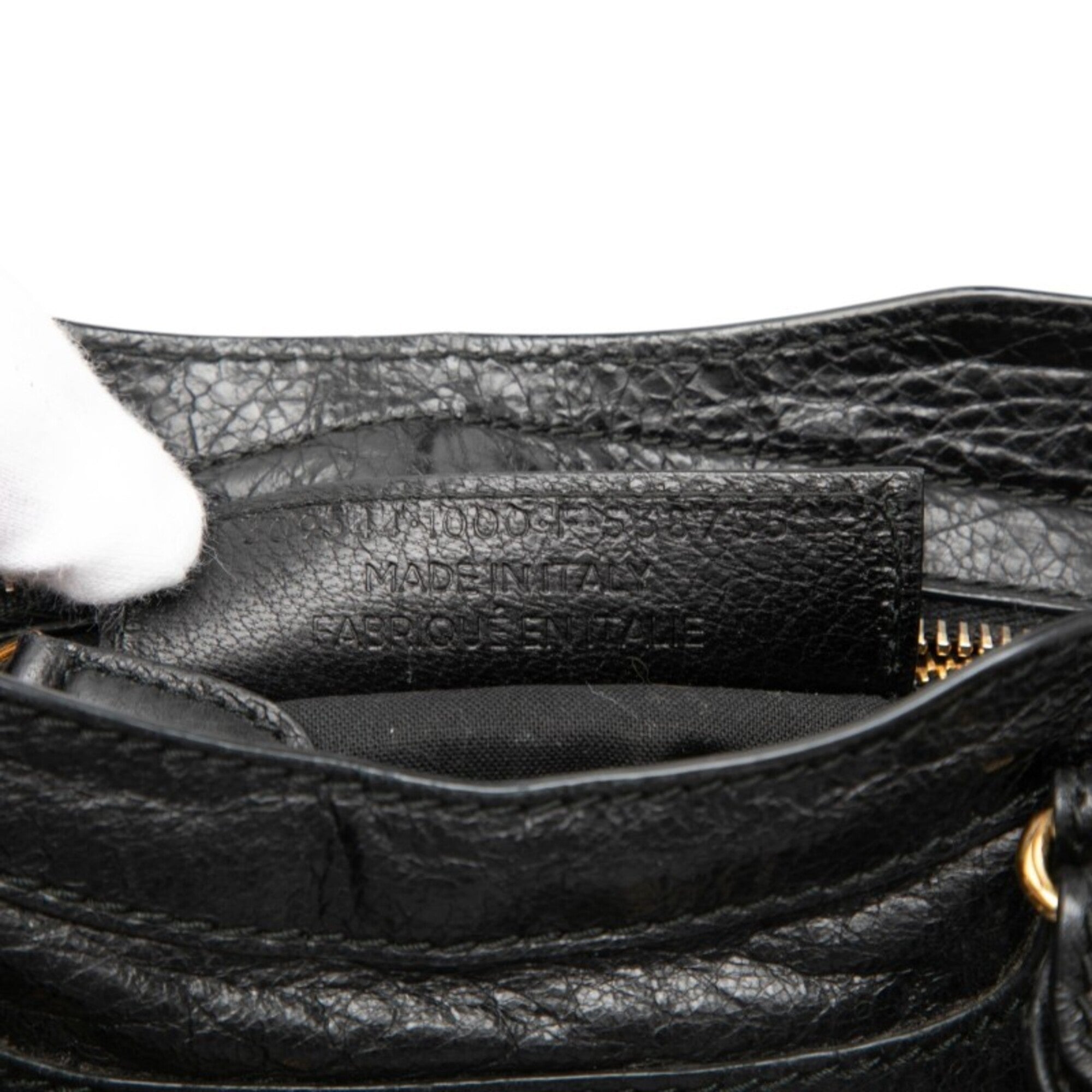 Balenciaga Black Leather Handbag Shoulder Bag (Pre-Owned)