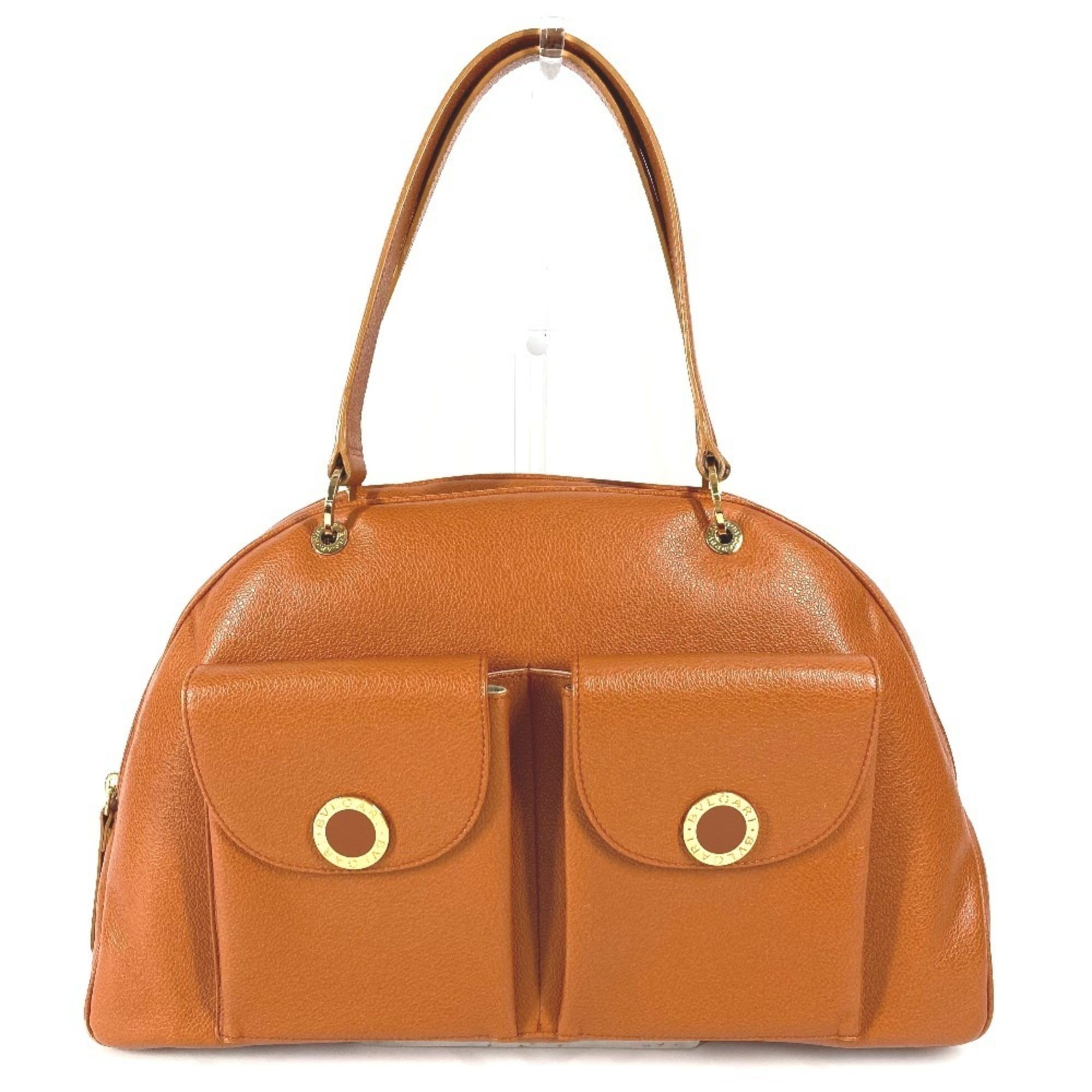 Bvlgari Brown Leather Boston Bag Shoulder Bag (Pre-Owned)
