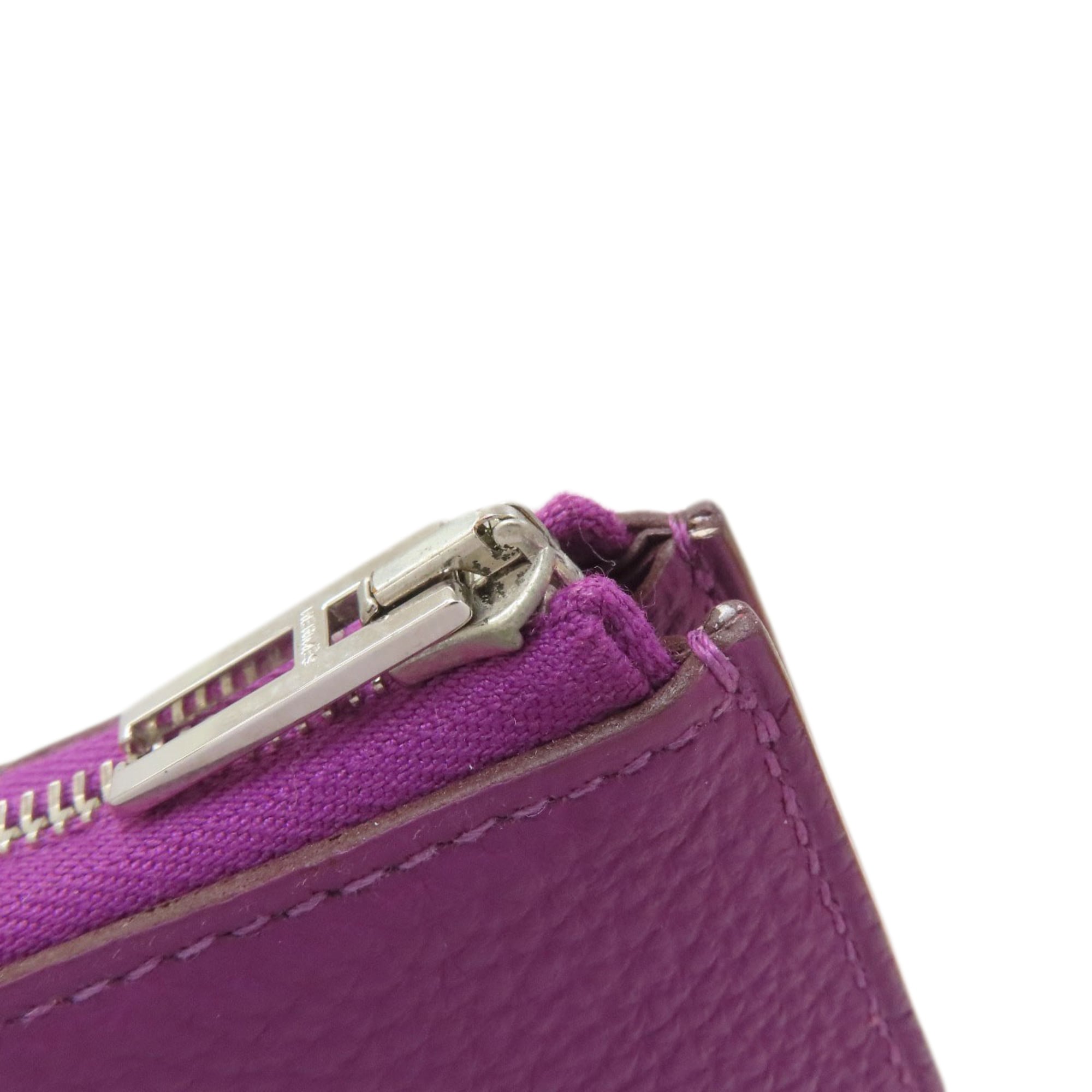 Hermes Purple Togo Leather Long Wallet (Bi-Fold) (Pre-Owned)