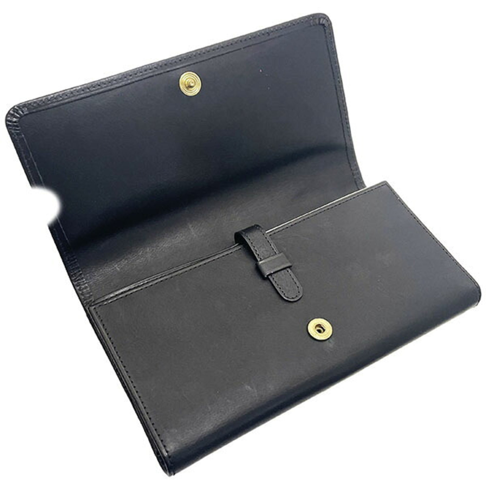 Coach Black Leather Long Wallet (Tri-Fold) (Pre-Owned)