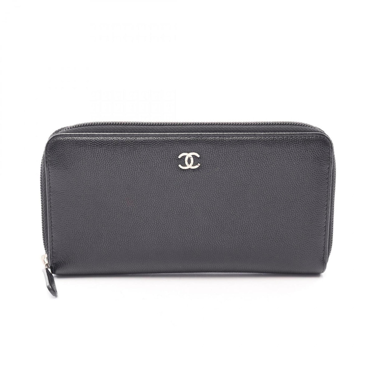 Chanel Black Grained Calfskin Long Wallet (Bi-Fold) (Pre-Owned)