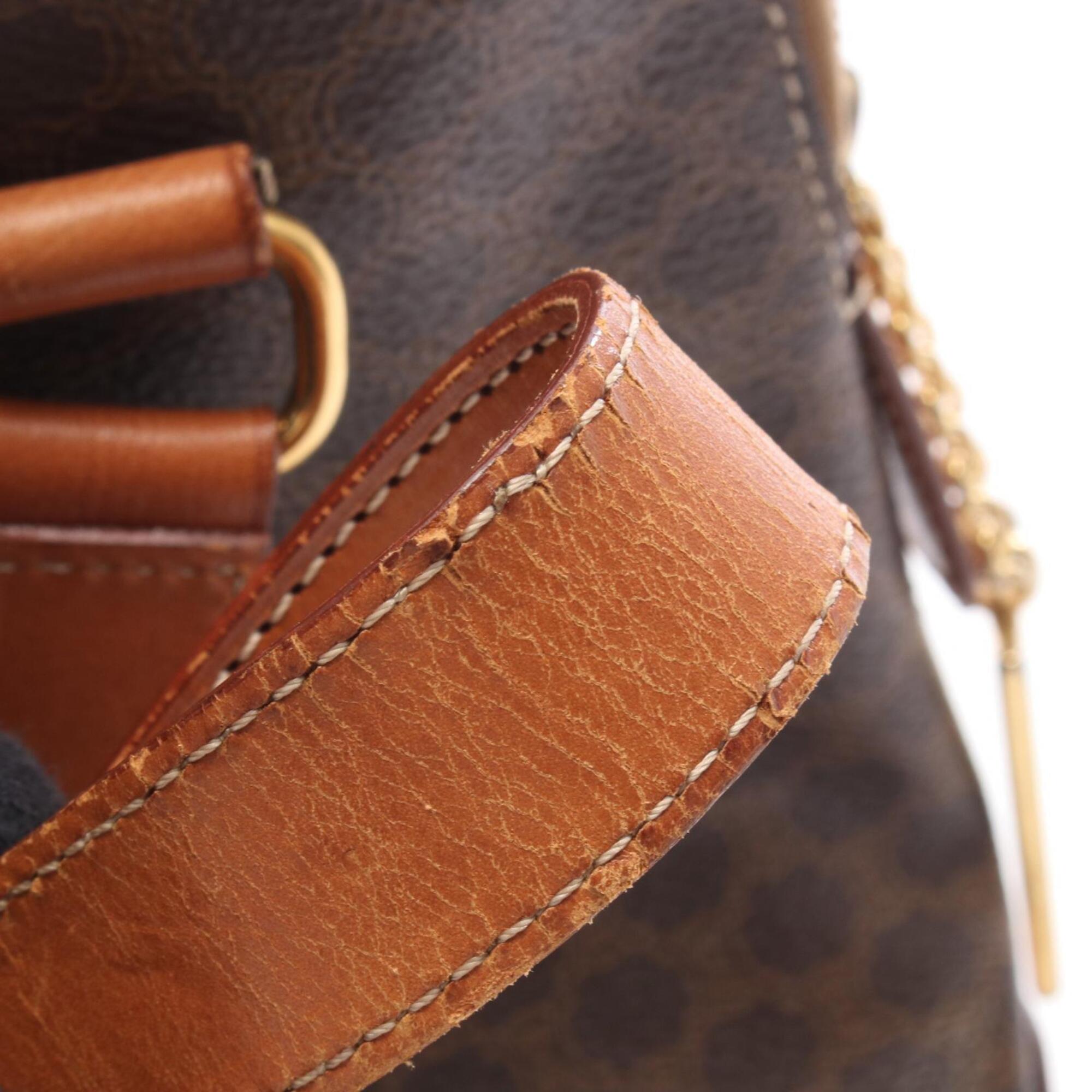 Celine Brown Coated Canvas Leather Handbag (Pre-Owned)