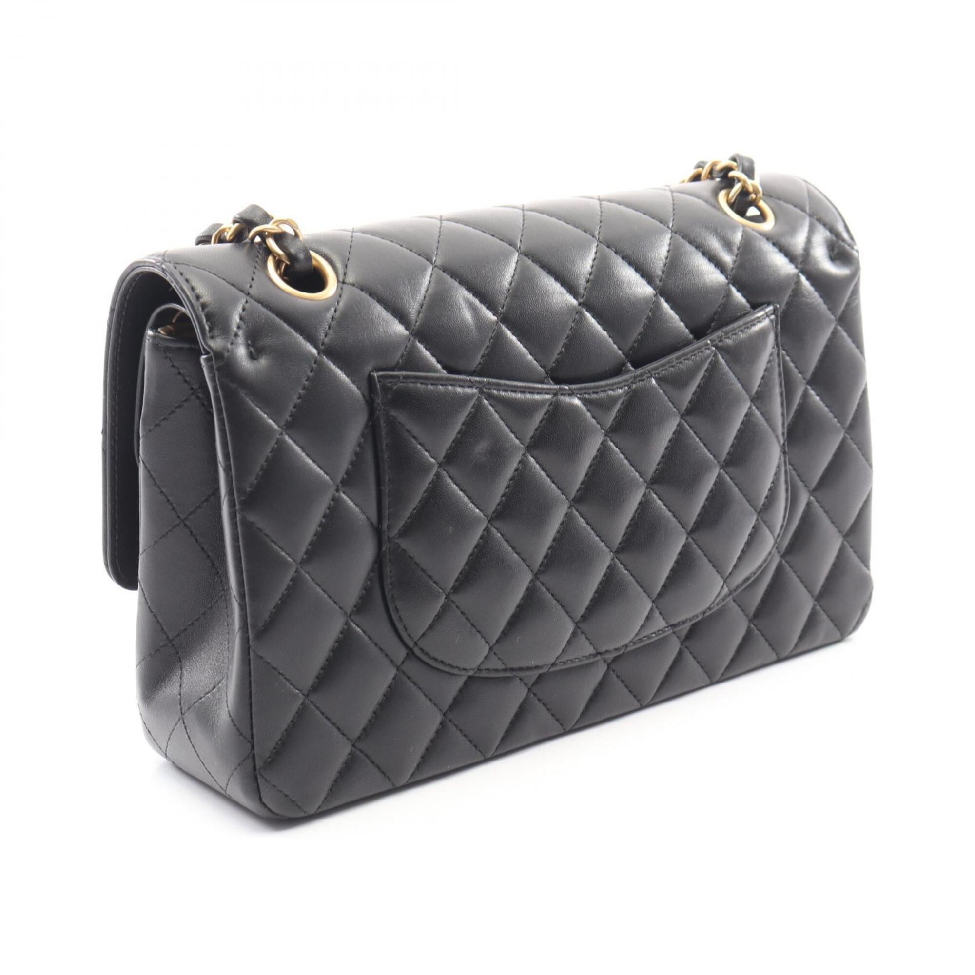 Chanel Black Leather Handbag Shoulder Bag (Pre-Owned)