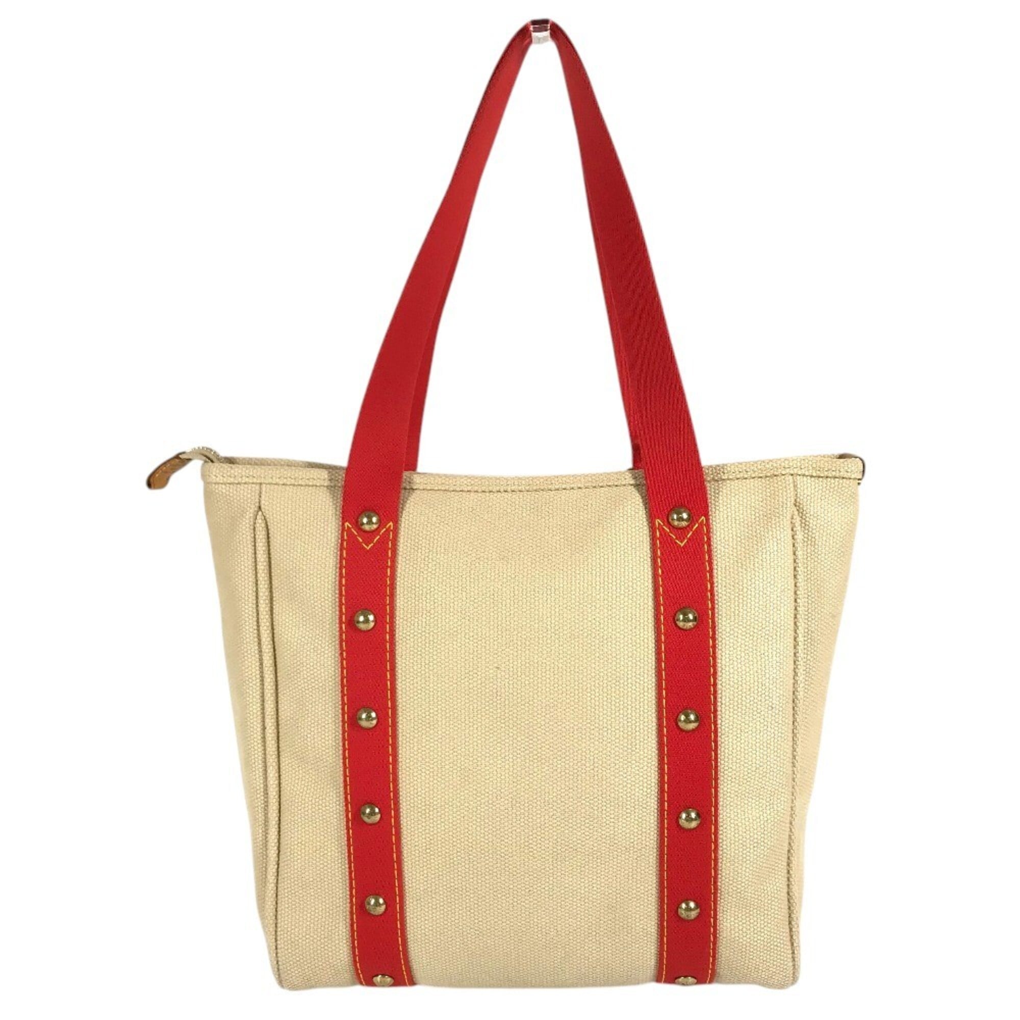 Louis Vuitton Antigua Beige Red Color Canvas Shoulder Bag Tote Bag (Pre-Owned)