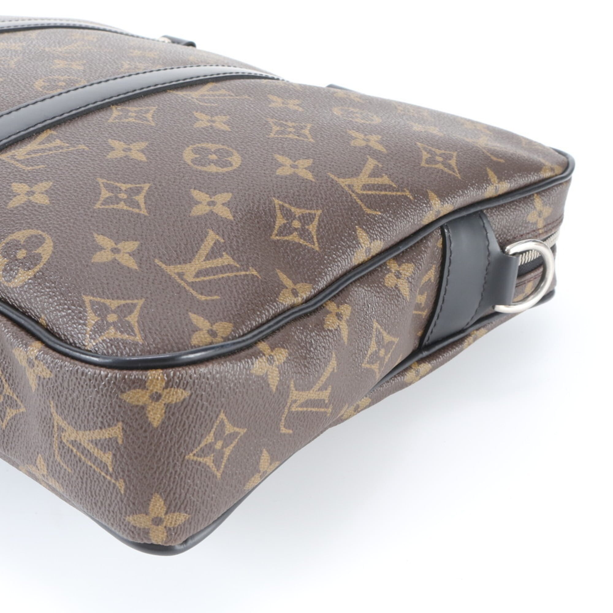 Louis Vuitton Black Brown Monogram Macassar Coated Canvas Leather Handbag (Pre-Owned)