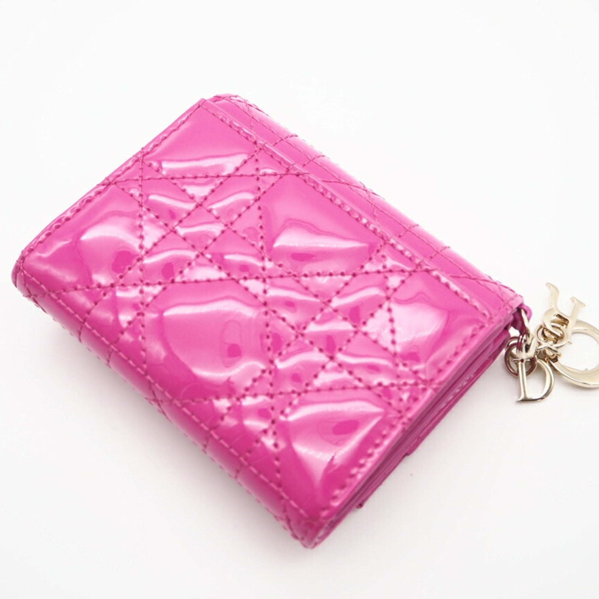 Christian Dior Pink Patent Leather Wallet (Tri-Fold) (Pre-Owned)