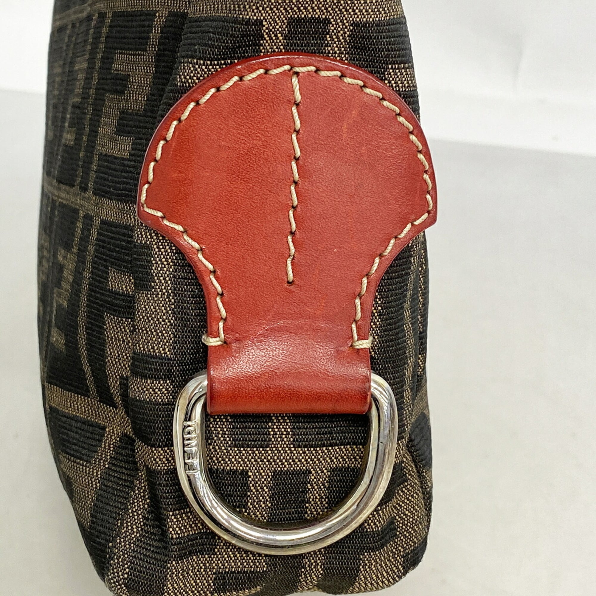 Fendi Brown Red Color Nylon Canvas Tote Bag (Pre-Owned)