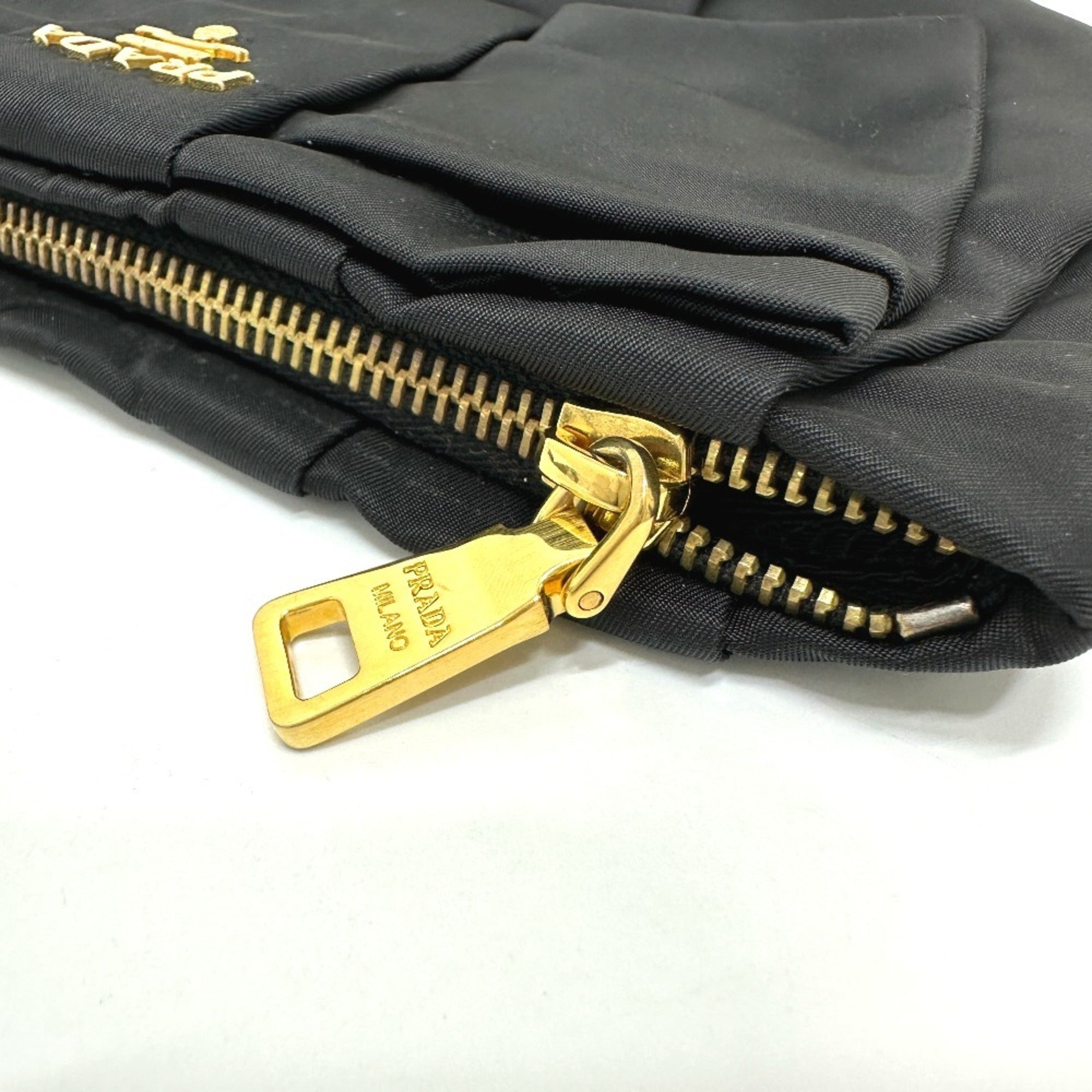 Prada Black Leather Nylon Pouch (Pre-Owned)