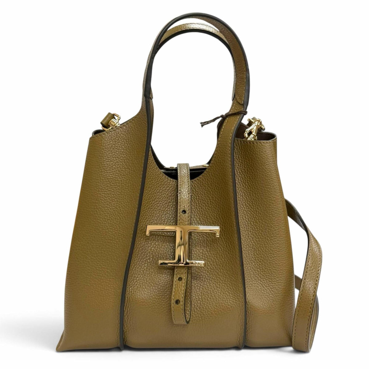 Tod's Olive Leather Pouch Shopping Bag Shoulder Bag Tote Bag (Pre-Owned)