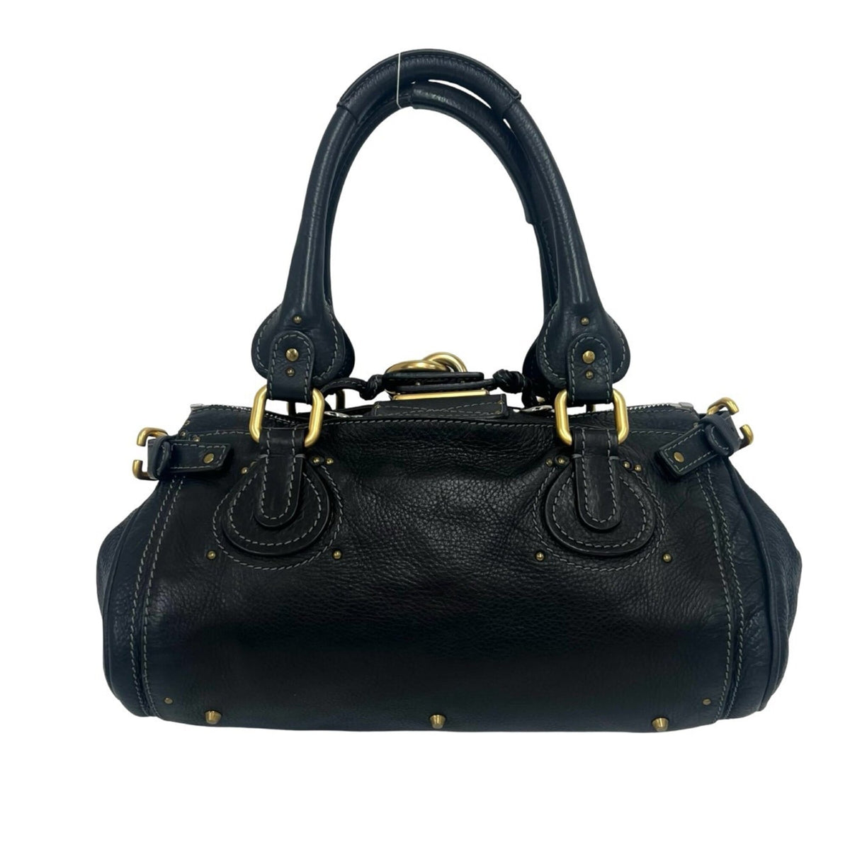 Chloé Black Leather Boston Bag Handbag Tote Bag (Pre-Owned)