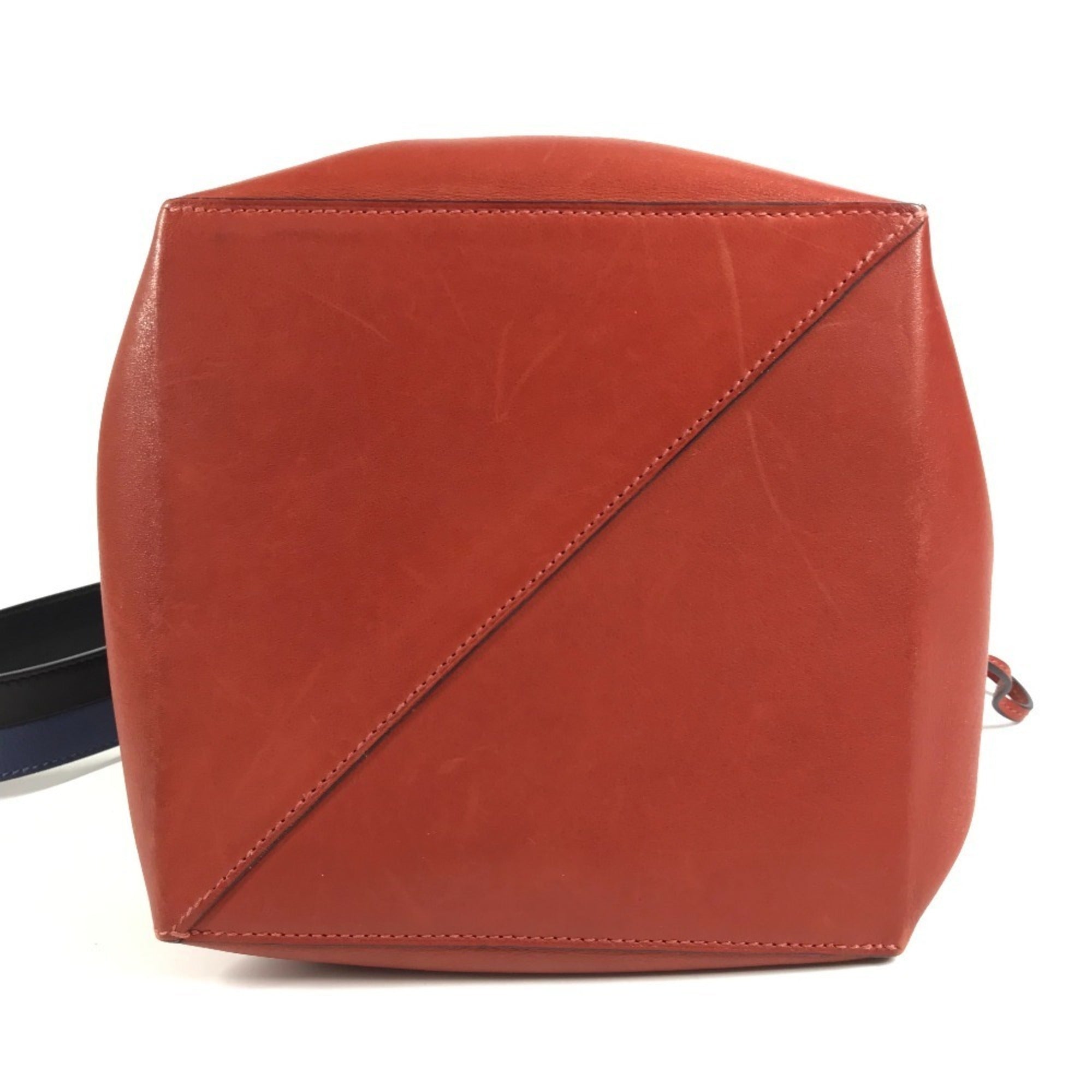 Hermes Navy Red Color Leather Shoulder Bag (Pre-Owned)