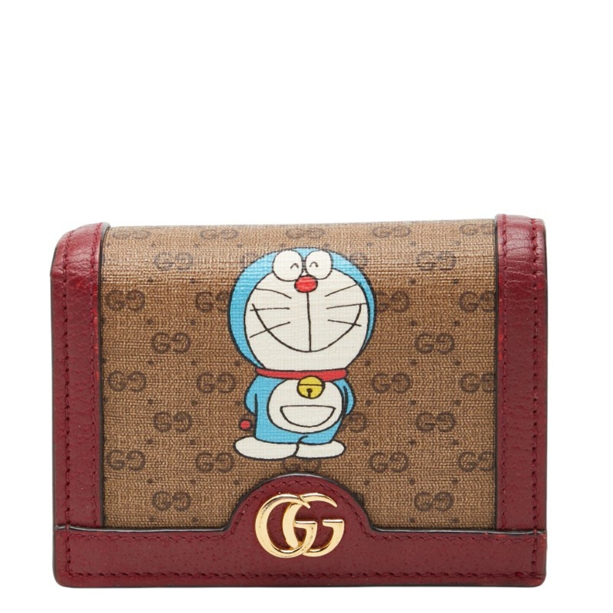 Gucci Gg Supreme Beige Wine Pvc Leather Wallet (Bi-Fold) (Pre-Owned)