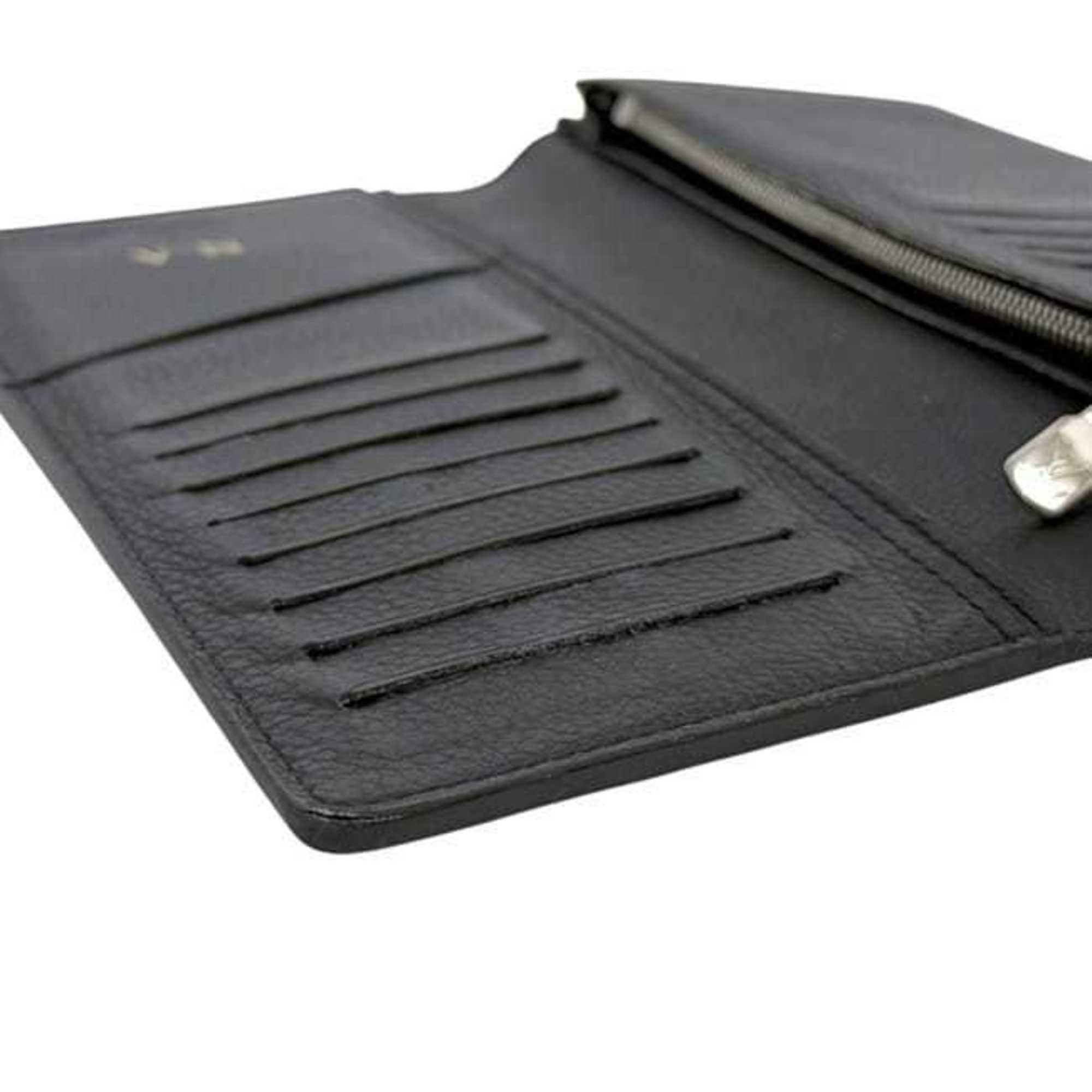 Louis Vuitton Black Noir Leather Long Wallet (Bi-Fold) (Pre-Owned)