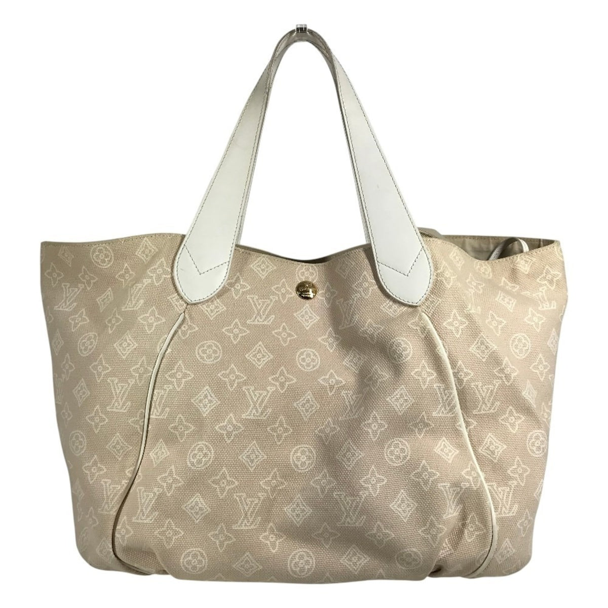 Louis Vuitton Pink Beige Canvas Leather Handbag Pouch Shoulder Bag (Pre-Owned)