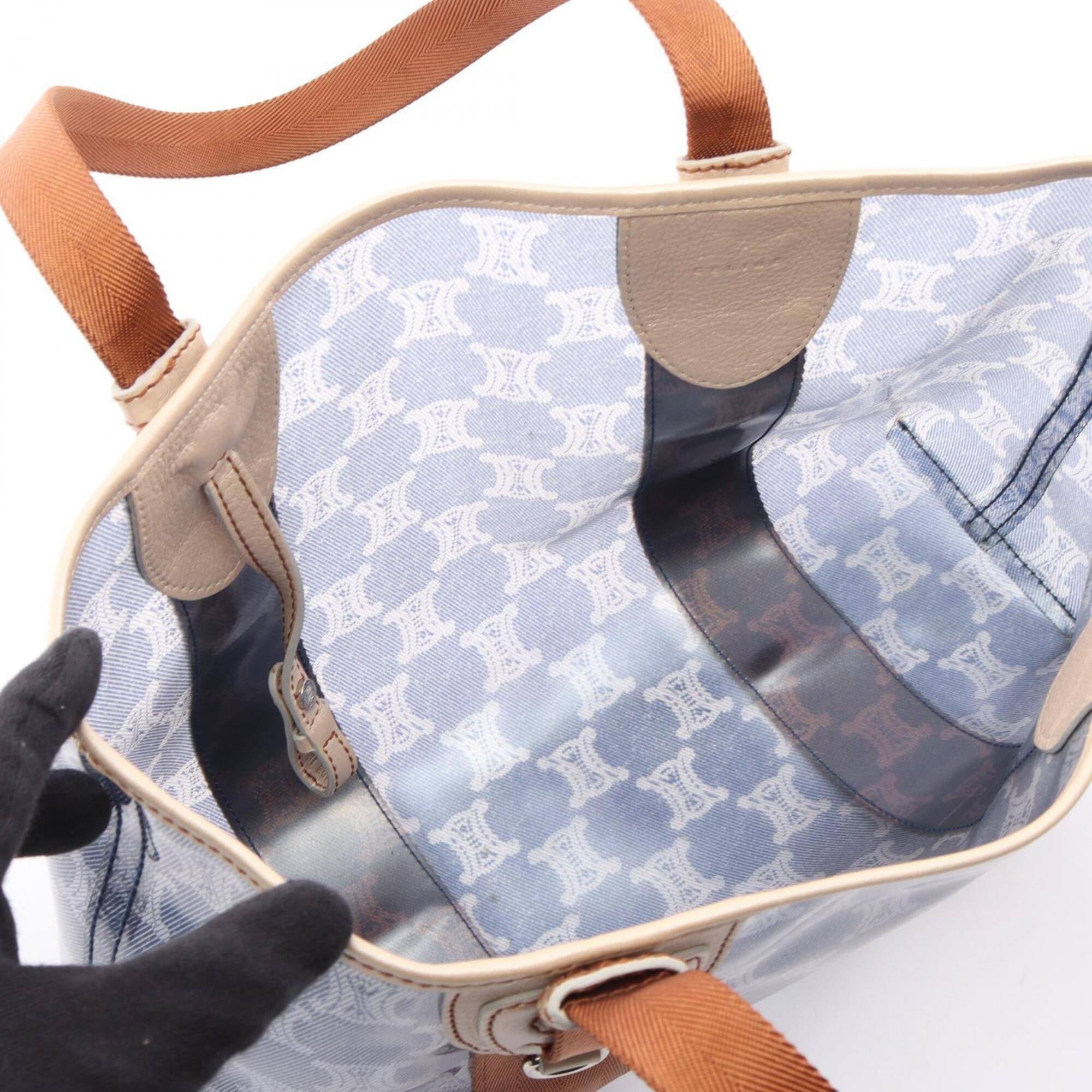 Celine Brown Navy Vinyl Leather Handbag Tote Bag (Pre-Owned)