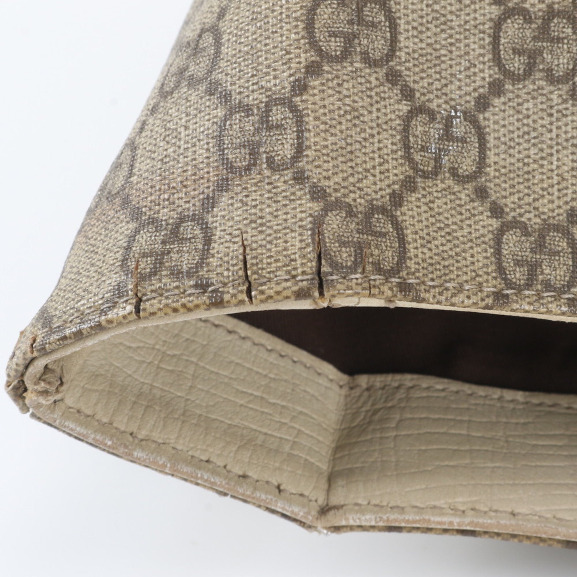 Gucci Beige Leather Coated Canvas Handbag Shoulder Bag Tote Bag (Pre-Owned)