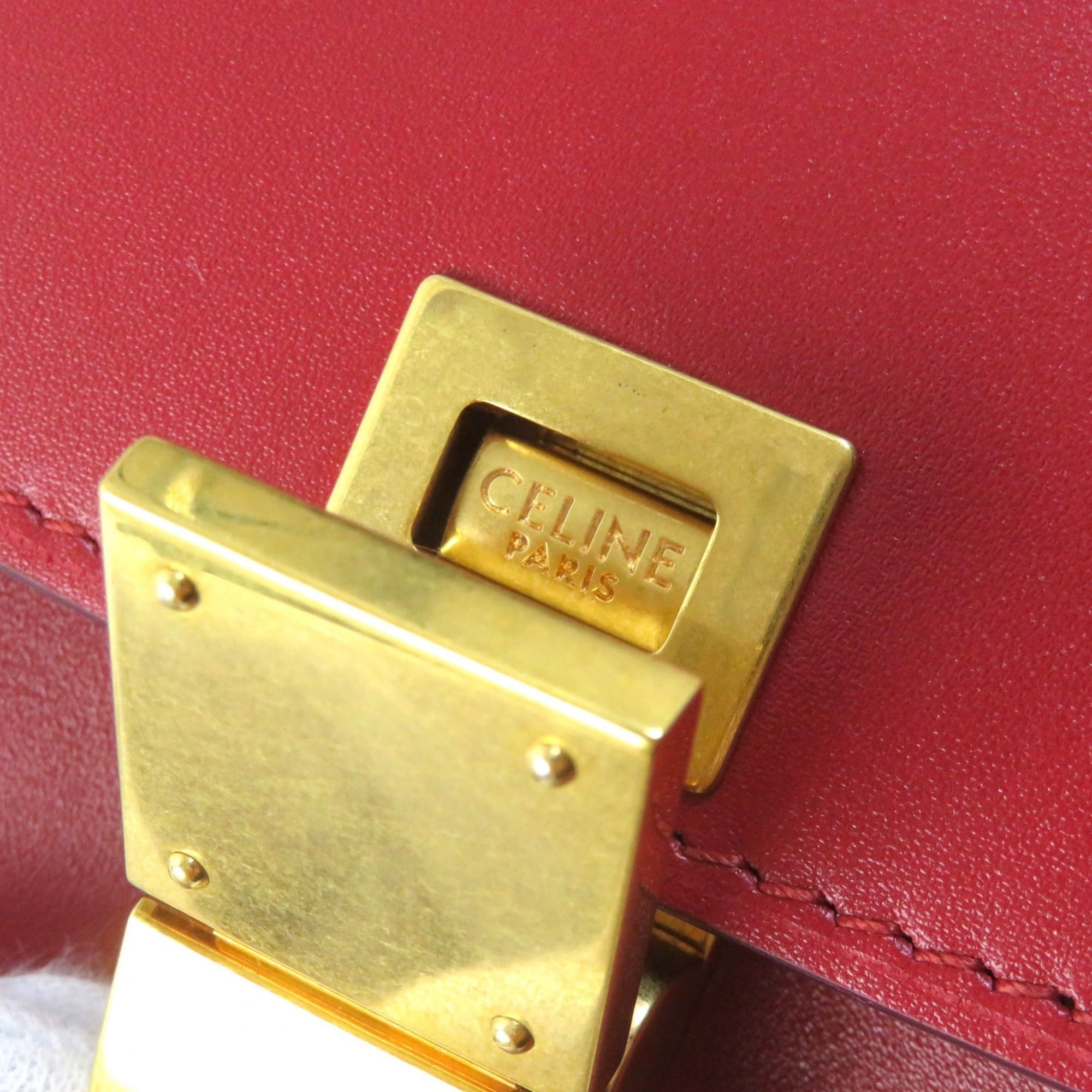 Celine Red Color Leather Shoulder Bag (Pre-Owned)