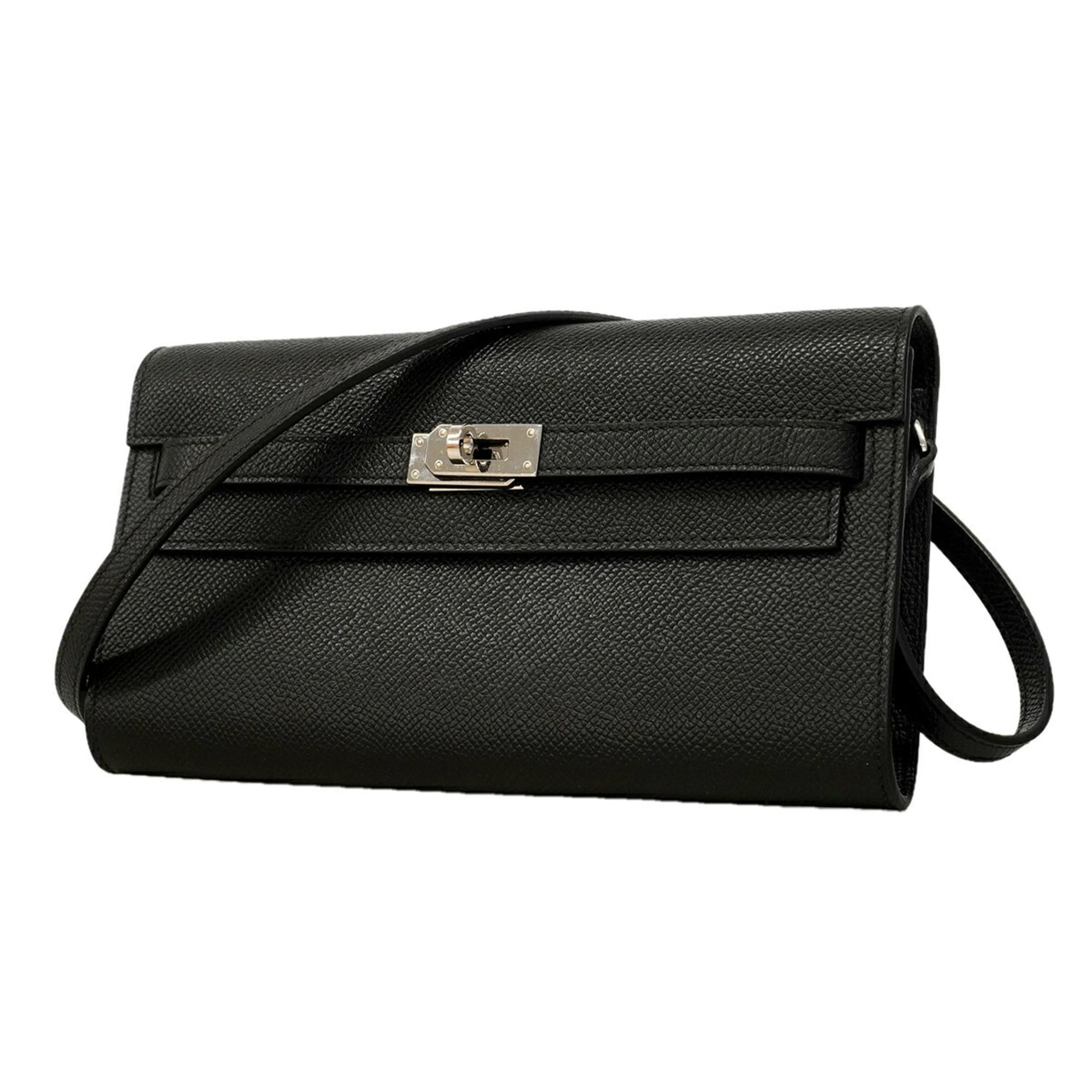 Hermes Black Epsom Leather Chain/Shoulder Wallet (Pre-Owned)