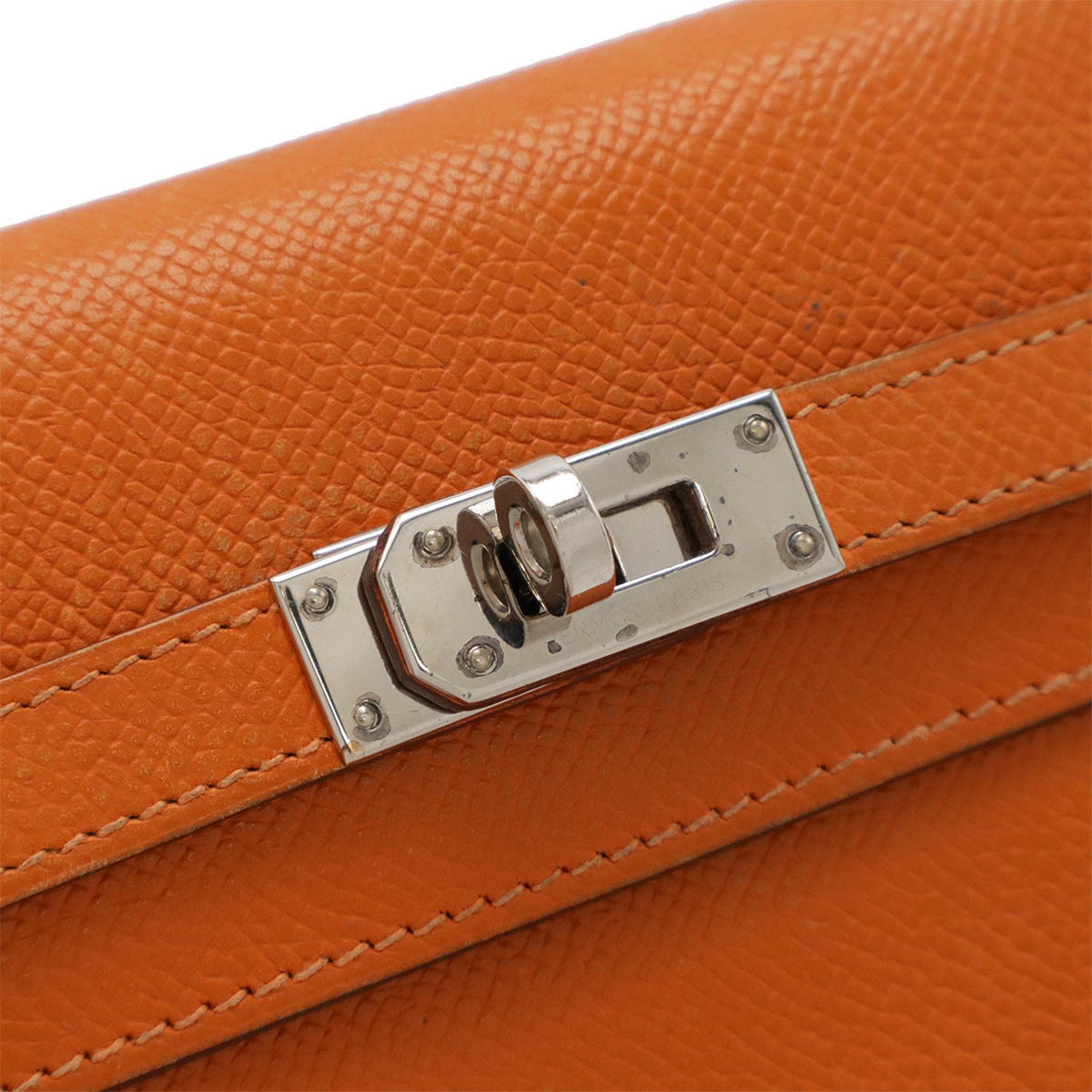 Hermes Kelly Orange Epsom Leather Wallet (Tri-Fold) (Pre-Owned)