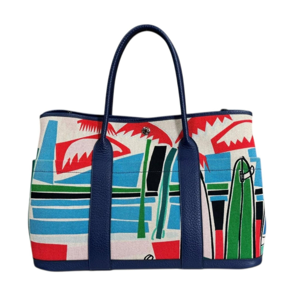 Hermes Blue Multi-Color Toile H Country Leather Shoulder Bag (Pre-Owned)
