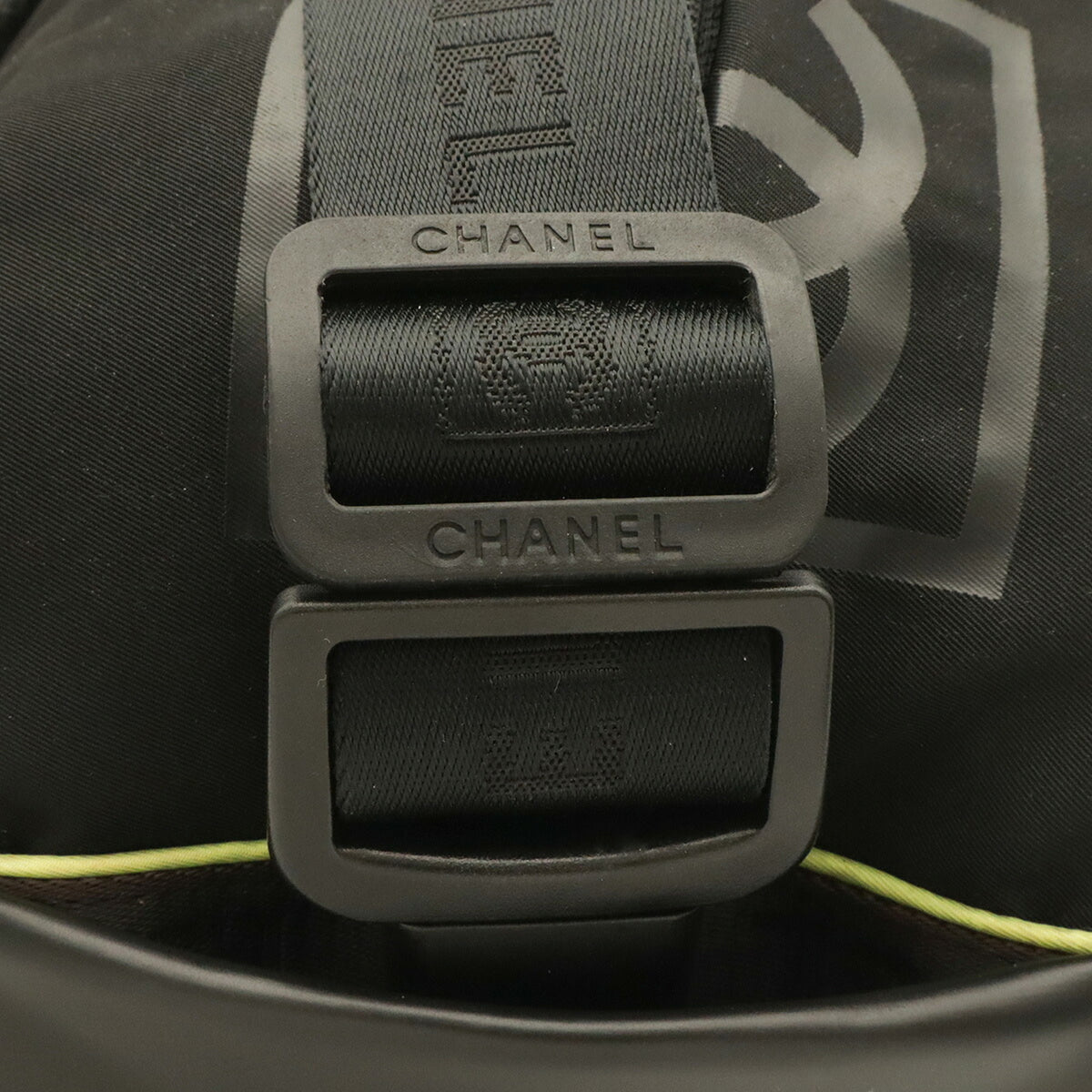 Chanel Black Yellow Nylon Boston Bag Shoulder Bag (Pre-Owned)