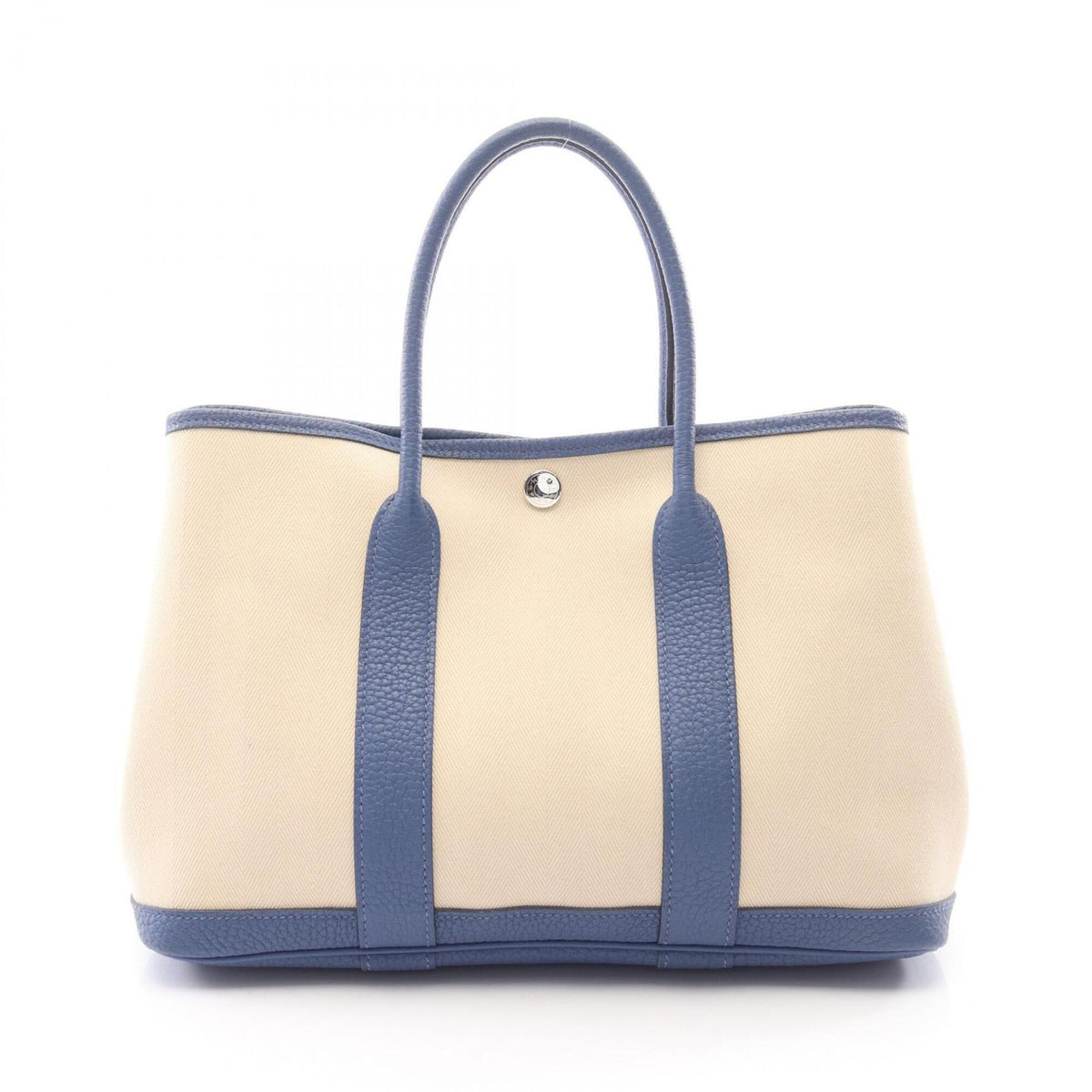 Hermes Blue Ivory Toile Chevron Handbag Tote Bag (Pre-Owned)