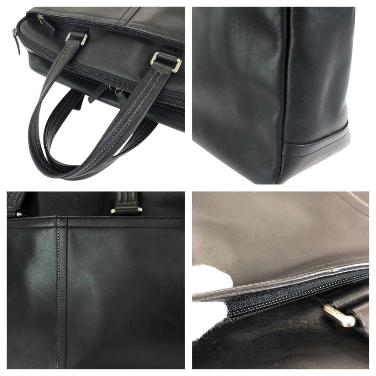 Coach Black Leather Briefcase Shoulder Bag (Pre-Owned)