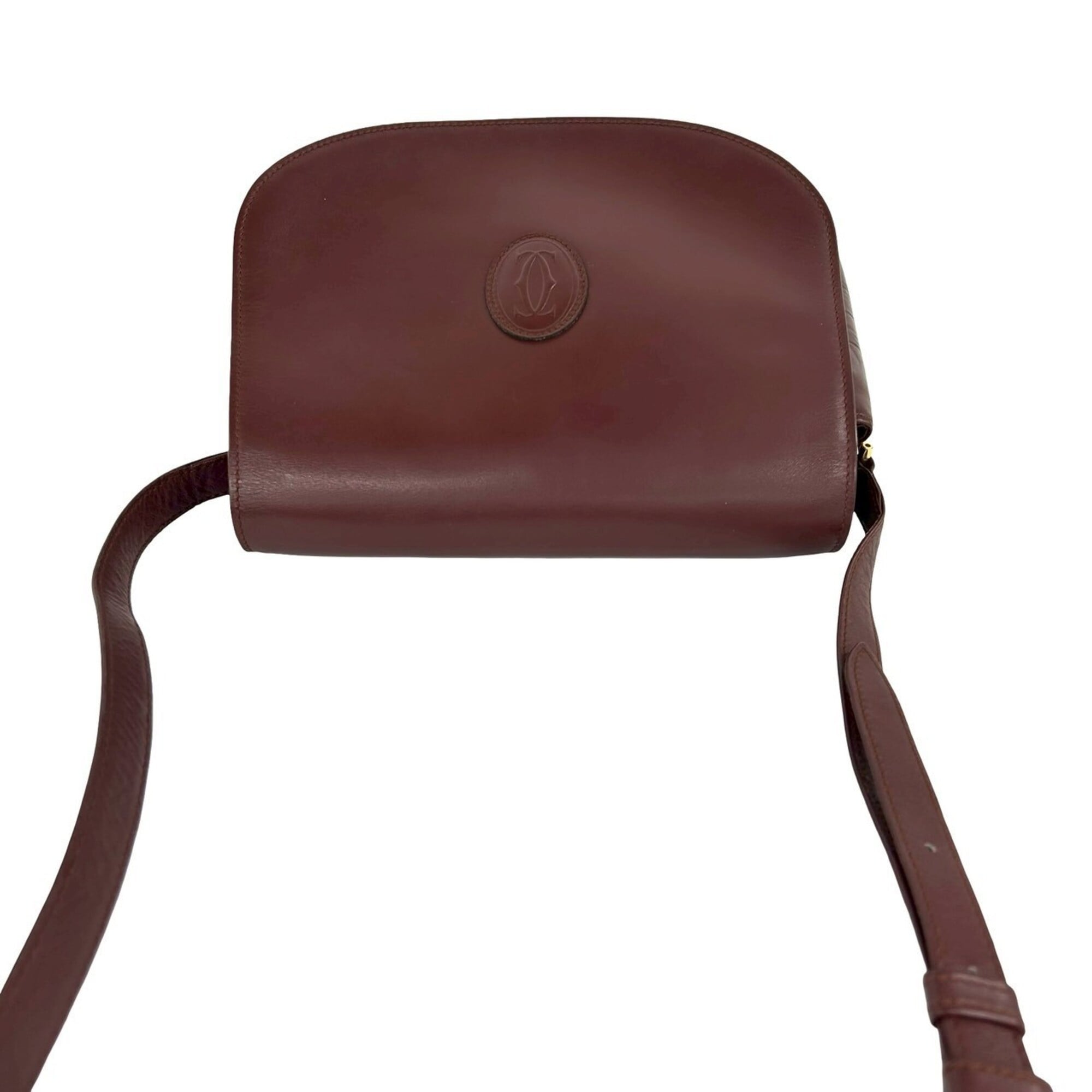 Cartier Wine Red Leather Pochette Shoulder Bag (Pre-Owned)