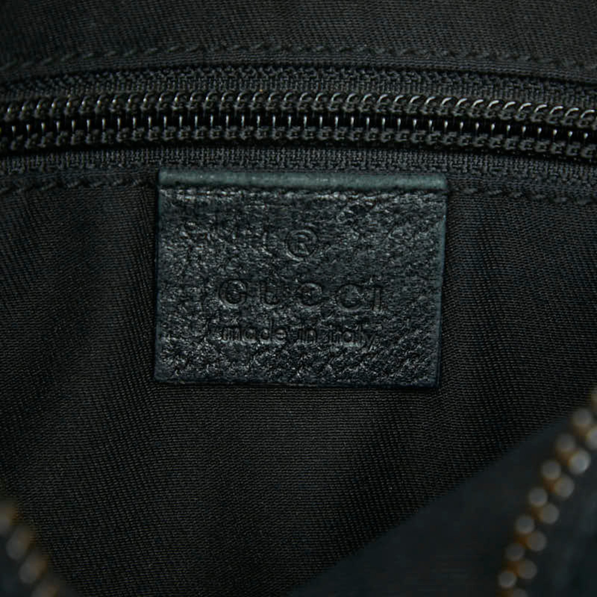 Gucci Navy Canvas Leather Shoulder Bag (Pre-Owned)
