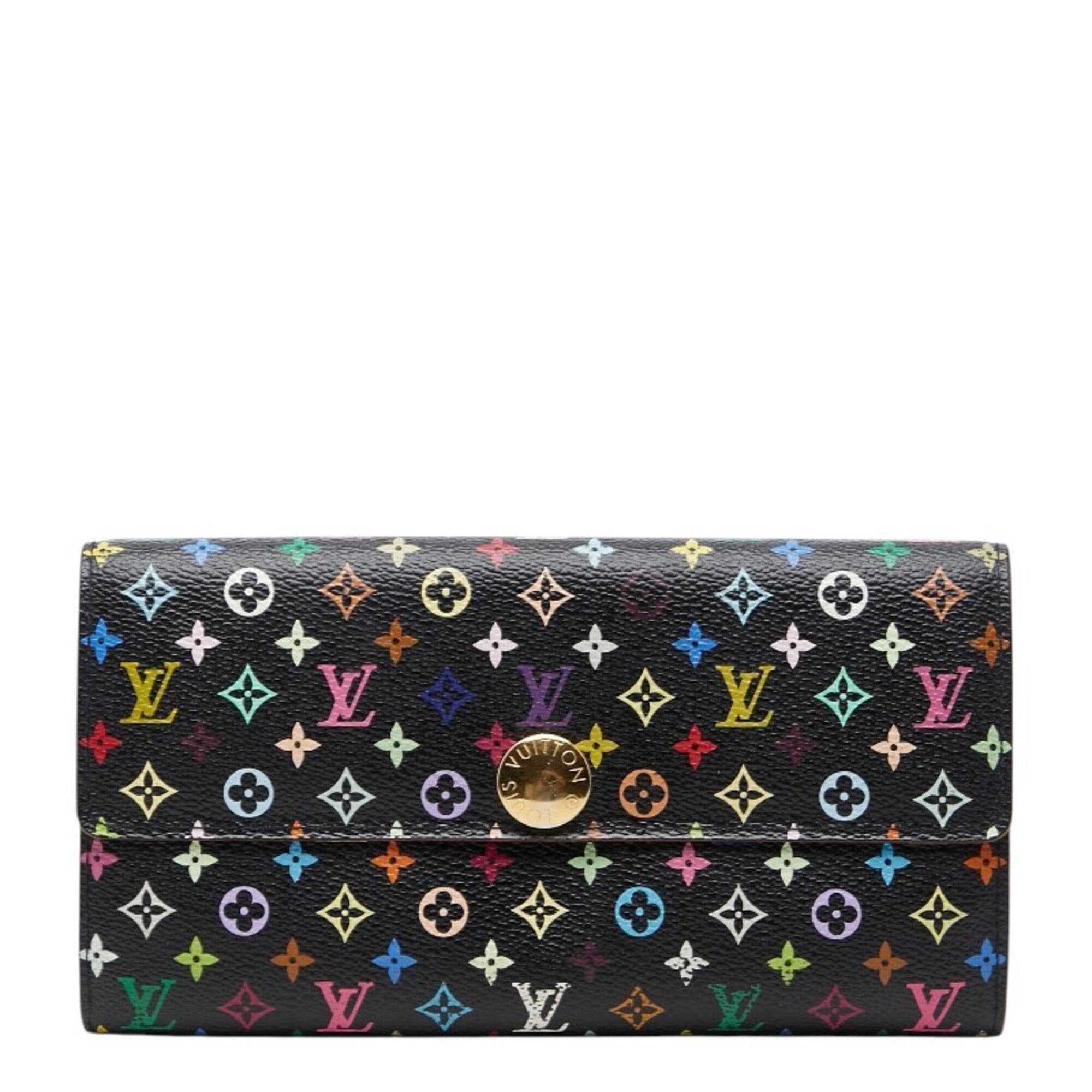 Louis Vuitton Monogram Multicolore Multi-Color Noir Pvc Leather Long Wallet (Bi-Fold) (Pre-Owned)