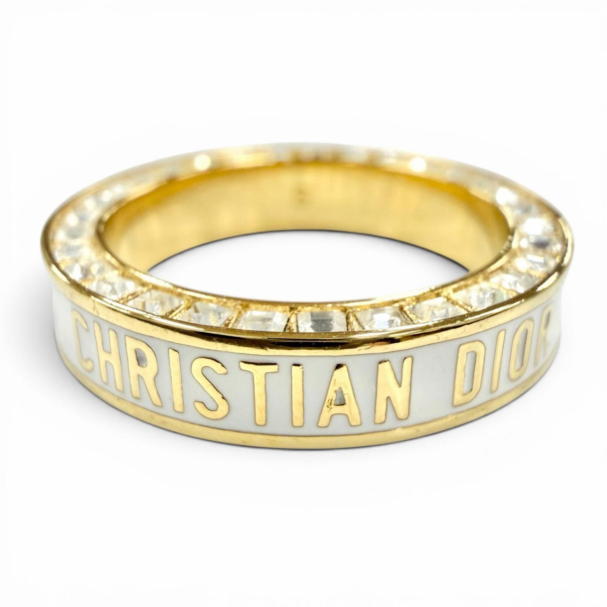 Christian Dior Gold White Band Ring (Pre-Owned)