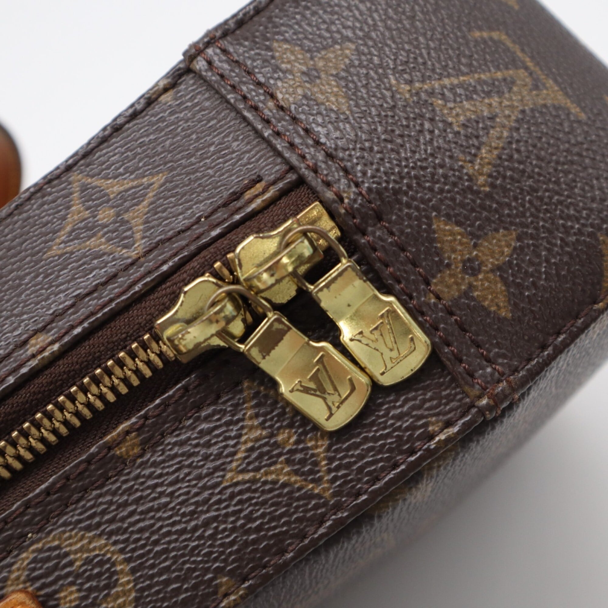 Louis Vuitton Monogram Beige Brown Coated Canvas Leather Handbag (Pre-Owned)