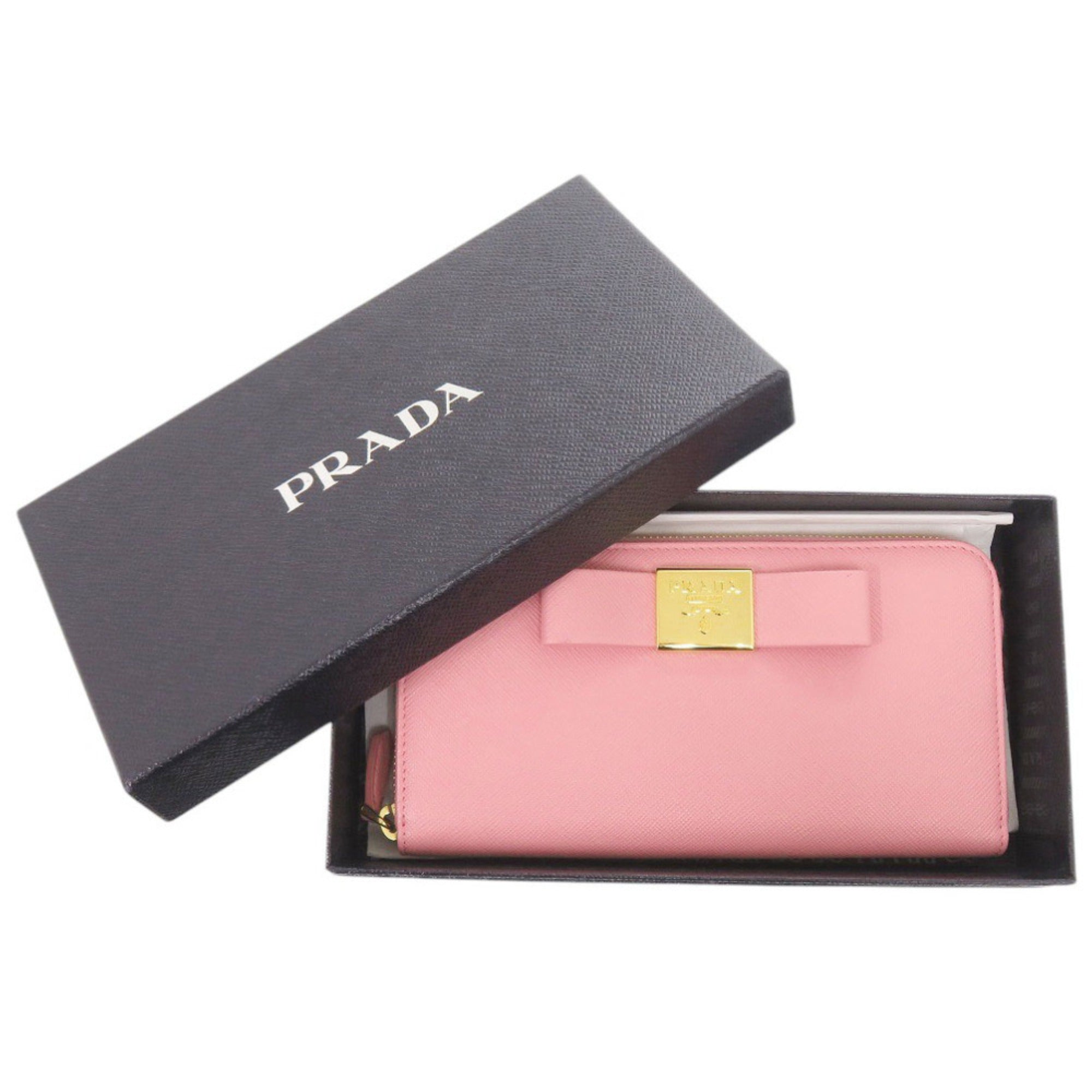 Prada Pink Leather Long Wallet (Bi-Fold) (Pre-Owned)