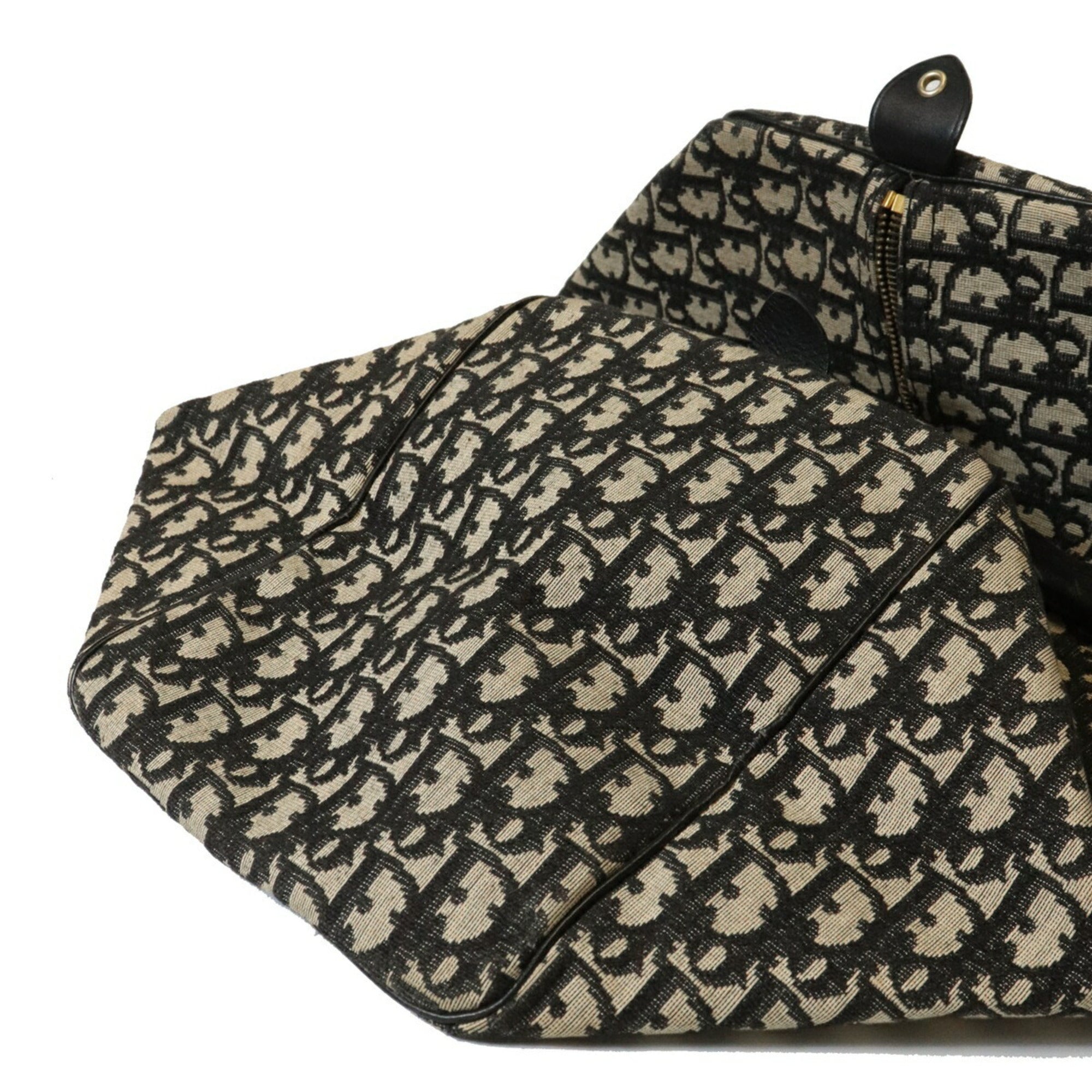 Christian Dior Navy Canvas Leather Boston Bag (Pre-Owned)