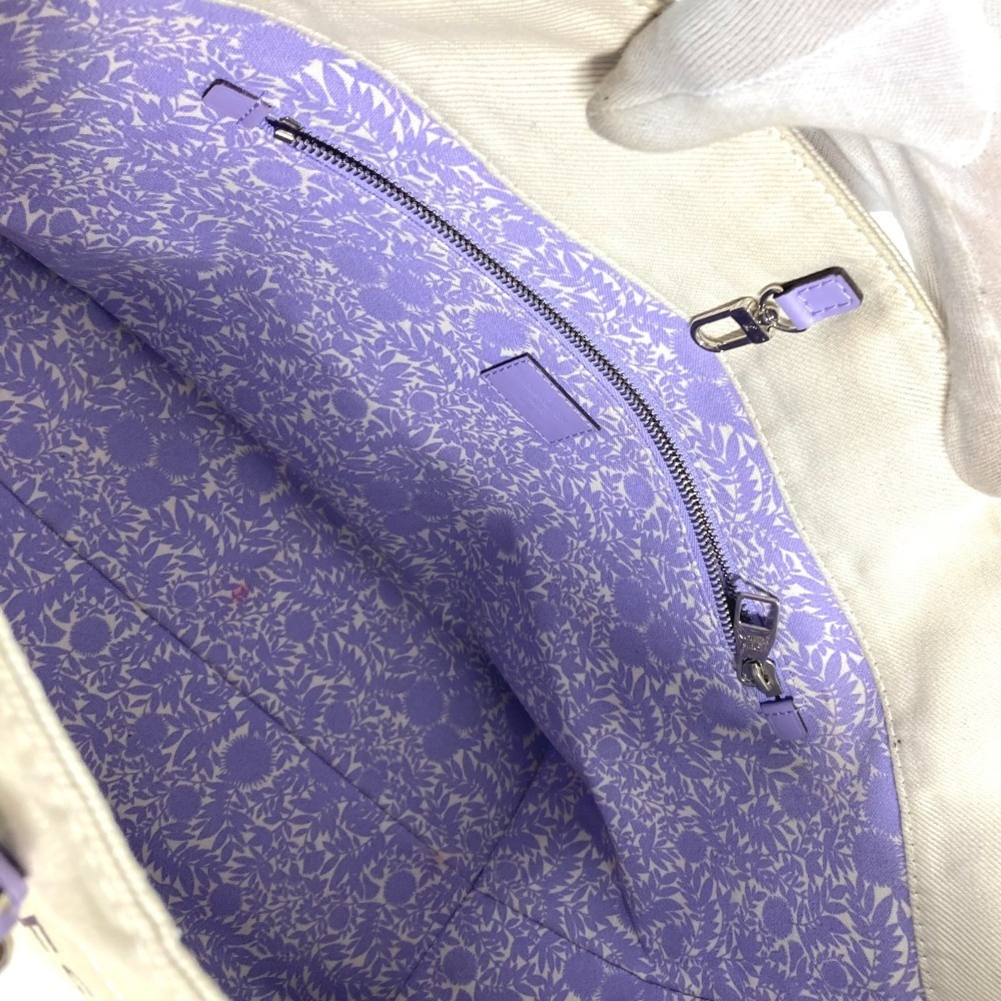 Louis Vuitton Beige Lilac Purple Leather Canvas Shoulder Bag (Pre-Owned)