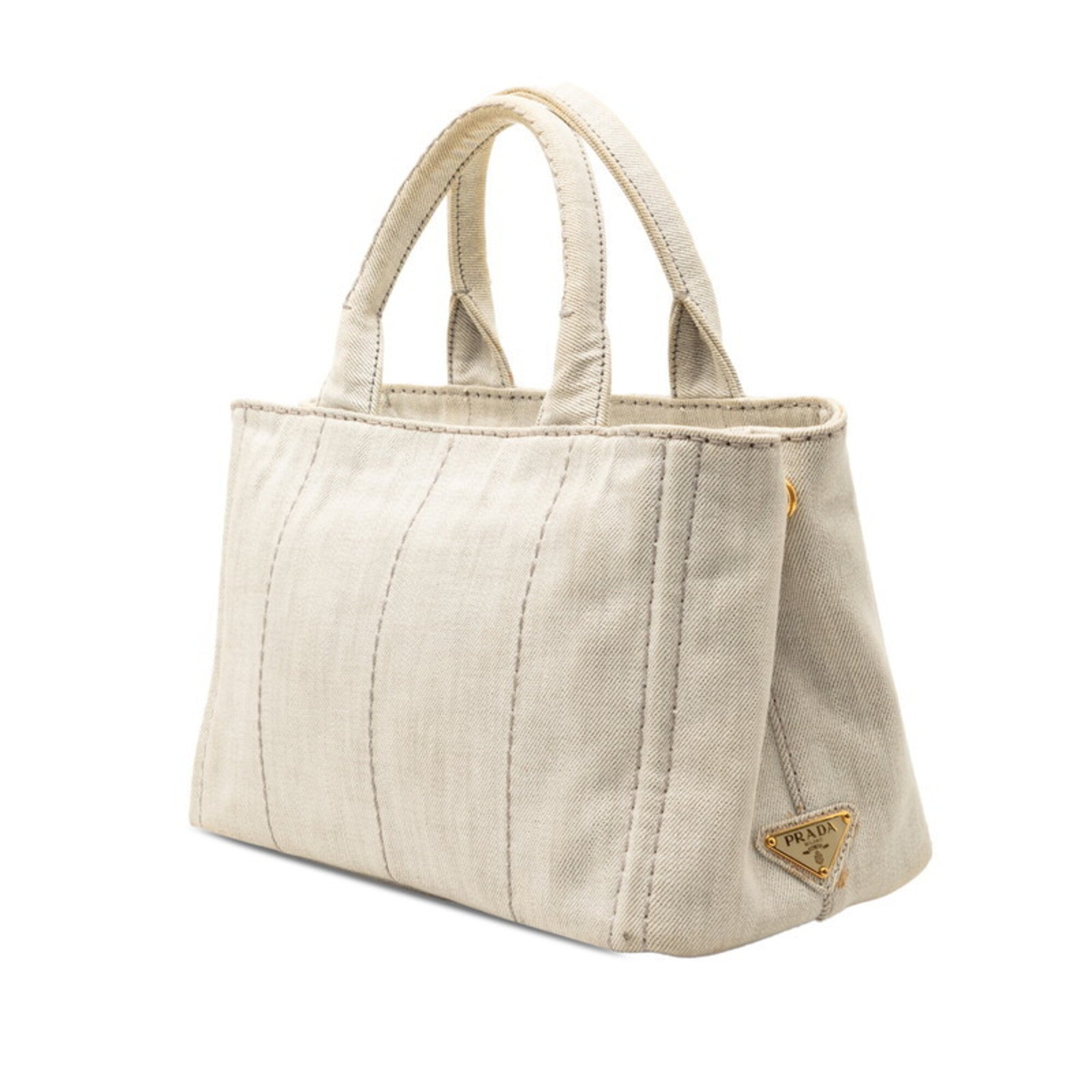 Prada Canapa Gray Canvas Handbag Shoulder Bag (Pre-Owned)