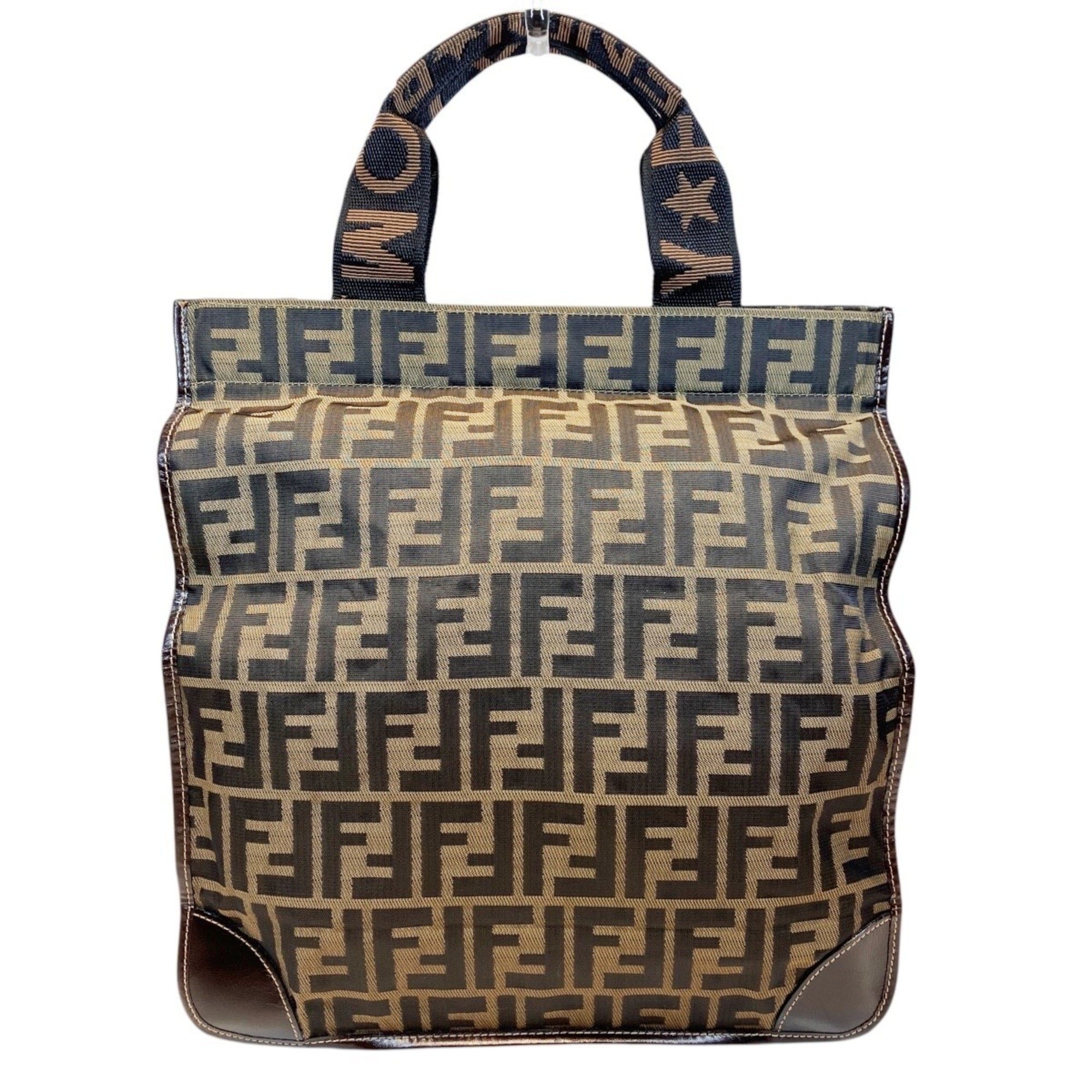 Fendi Zucca Brown Canvas Leather Tote Bag (Pre-Owned)