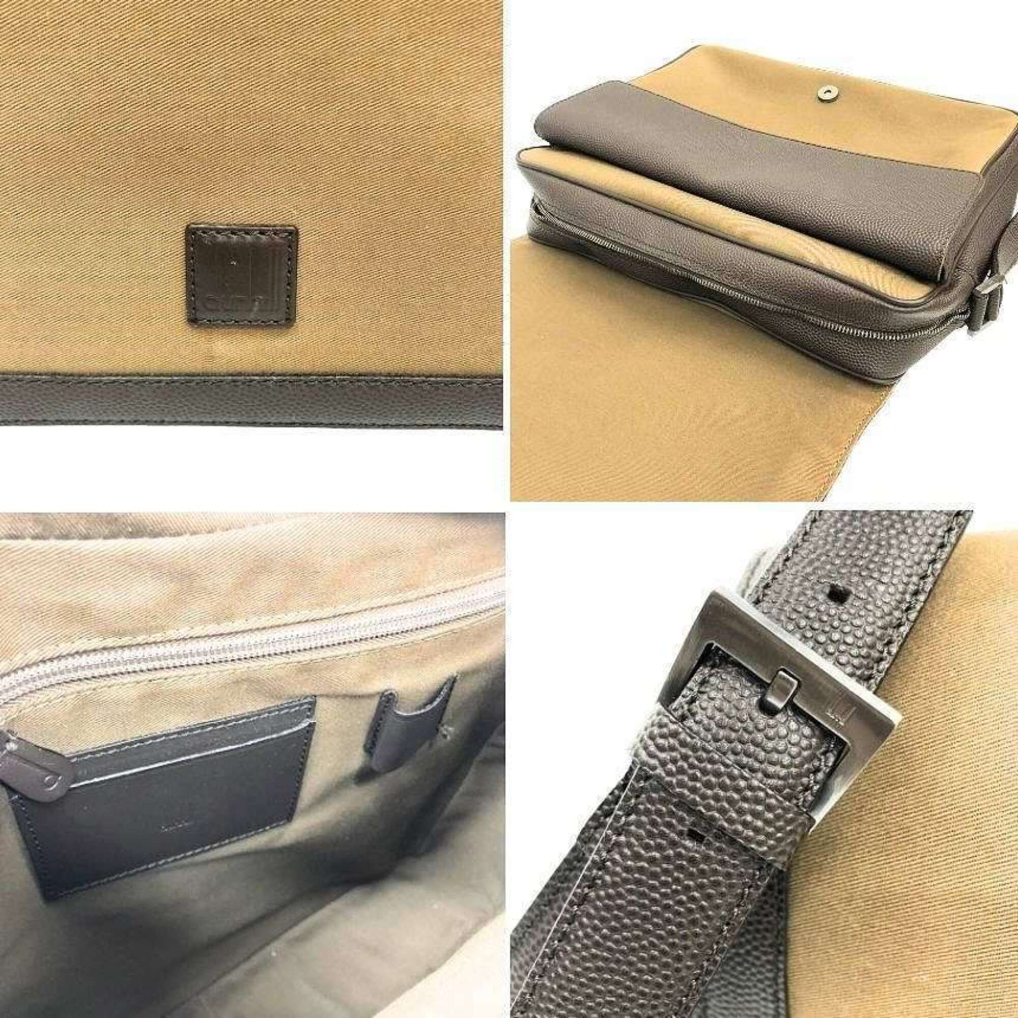 Dunhill Brown Canvas Leather Messenger Bag Shoulder Bag (Pre-Owned)
