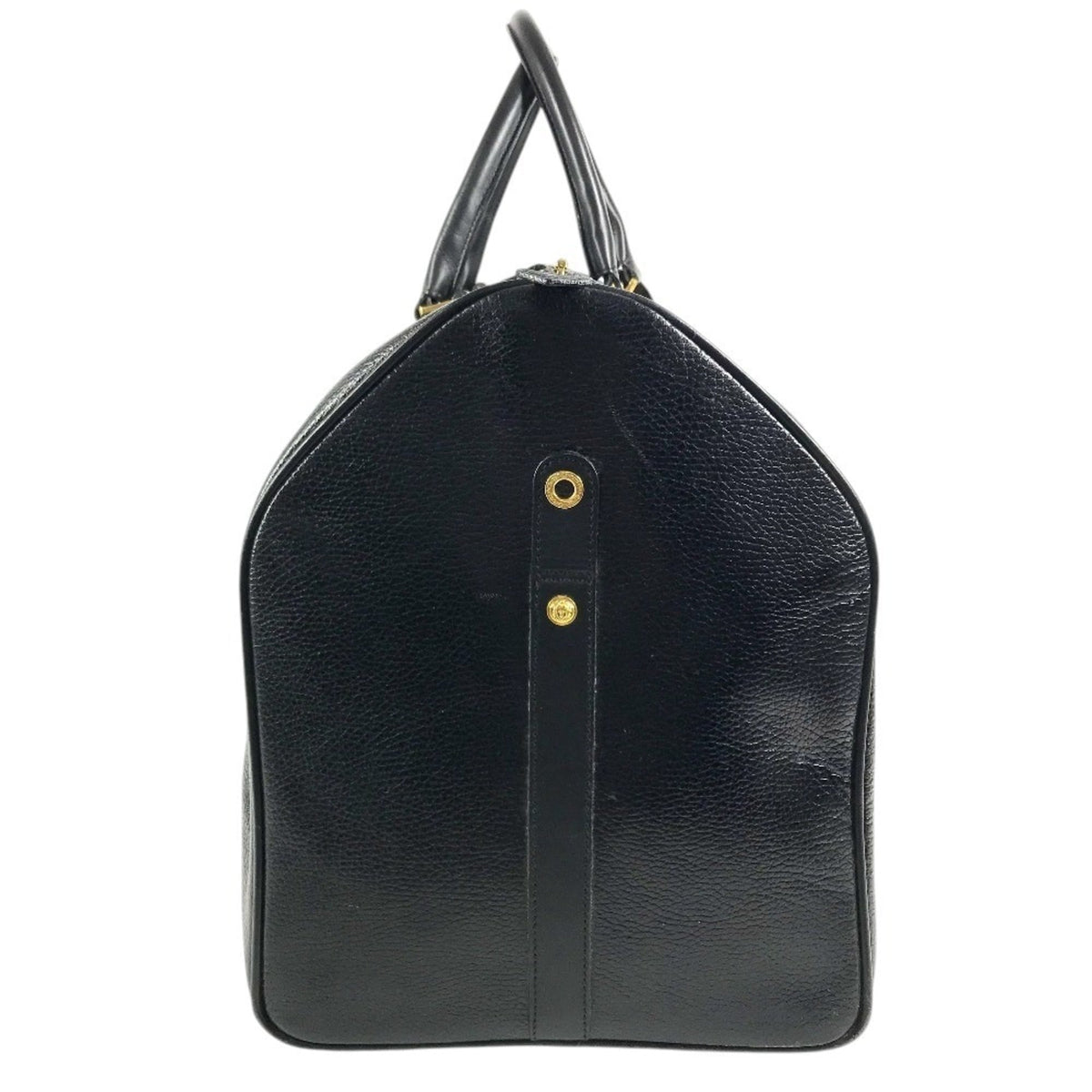 Versace Black Leather Boston Bag Handbag (Pre-Owned)