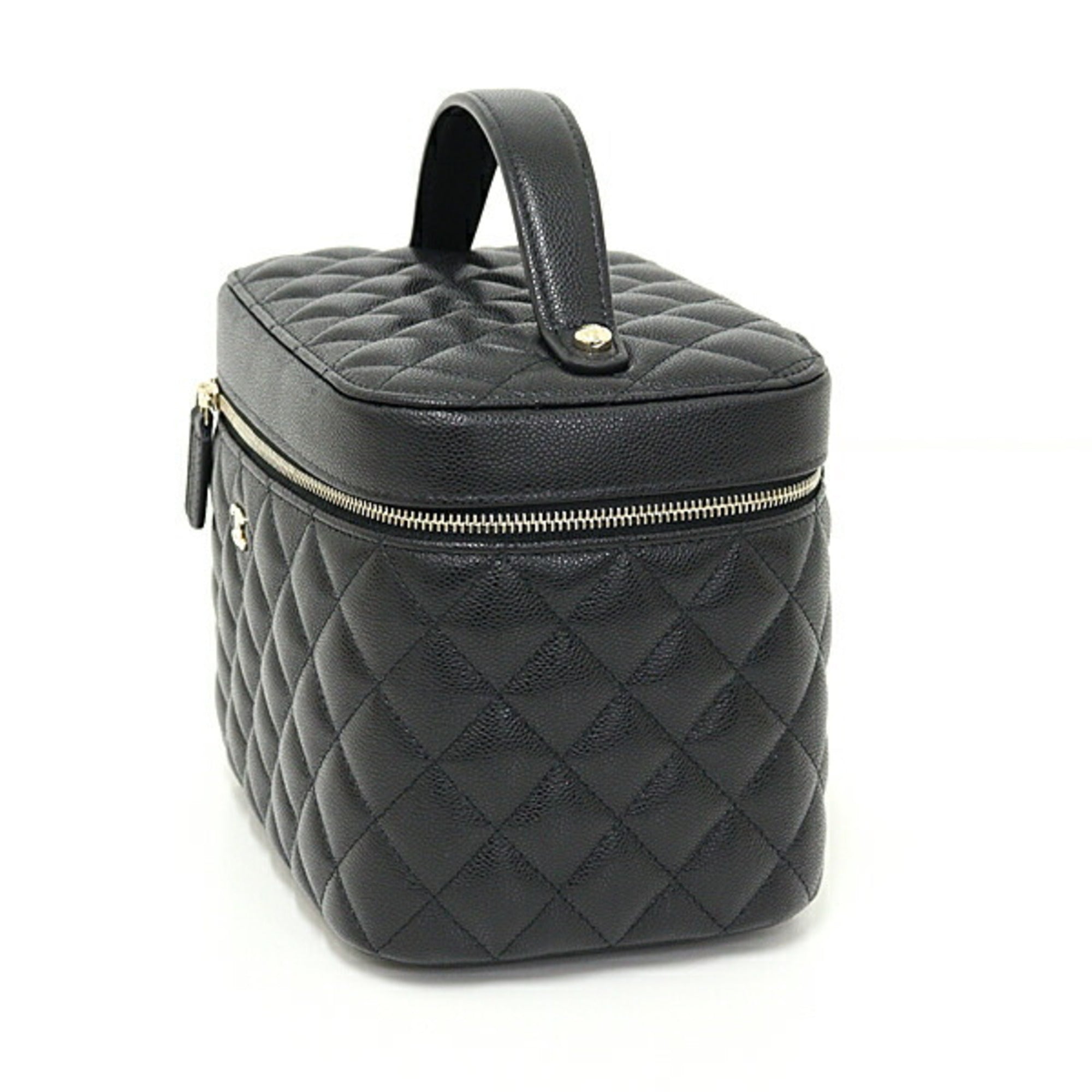 Chanel Black Grained Calfskin Handbag Vanity Bag (Pre-Owned)