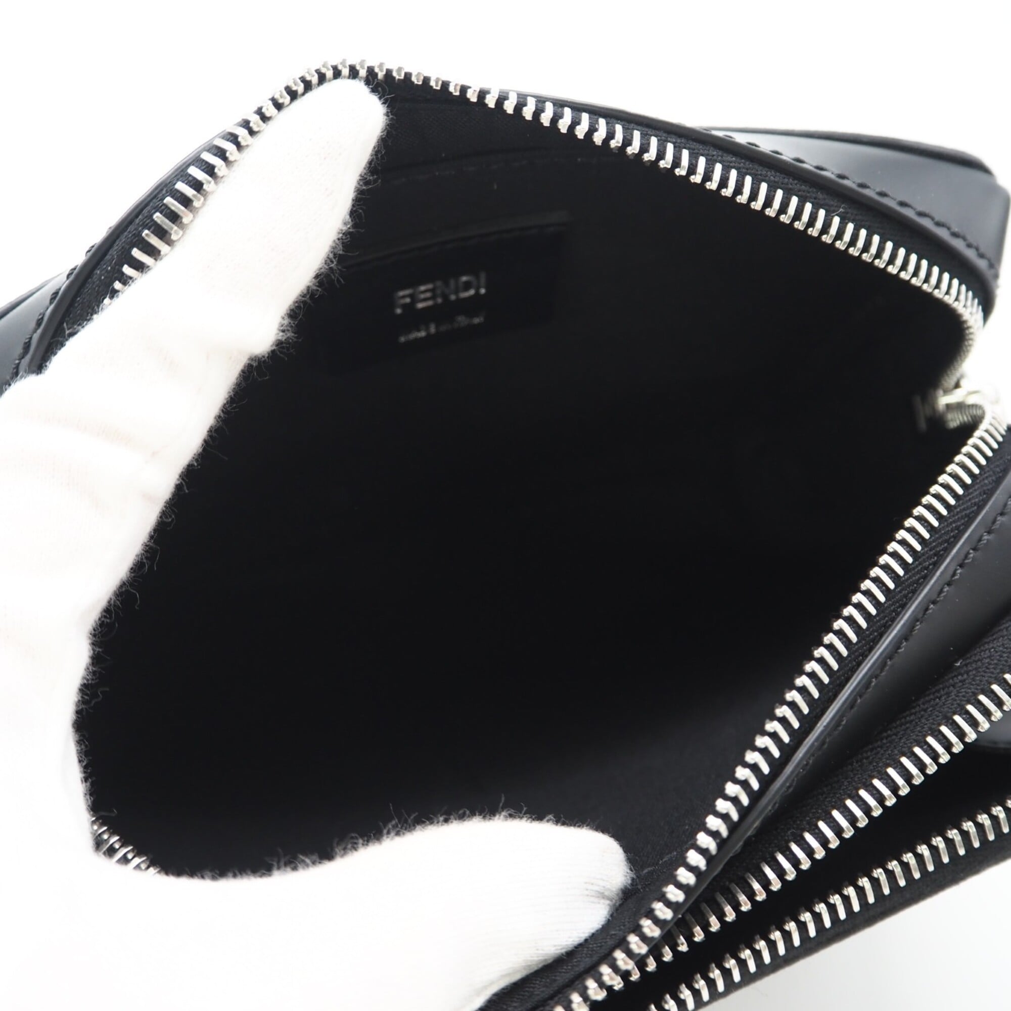Fendi Black Gray Canvas Leather Pouch Shoulder Bag (Pre-Owned)
