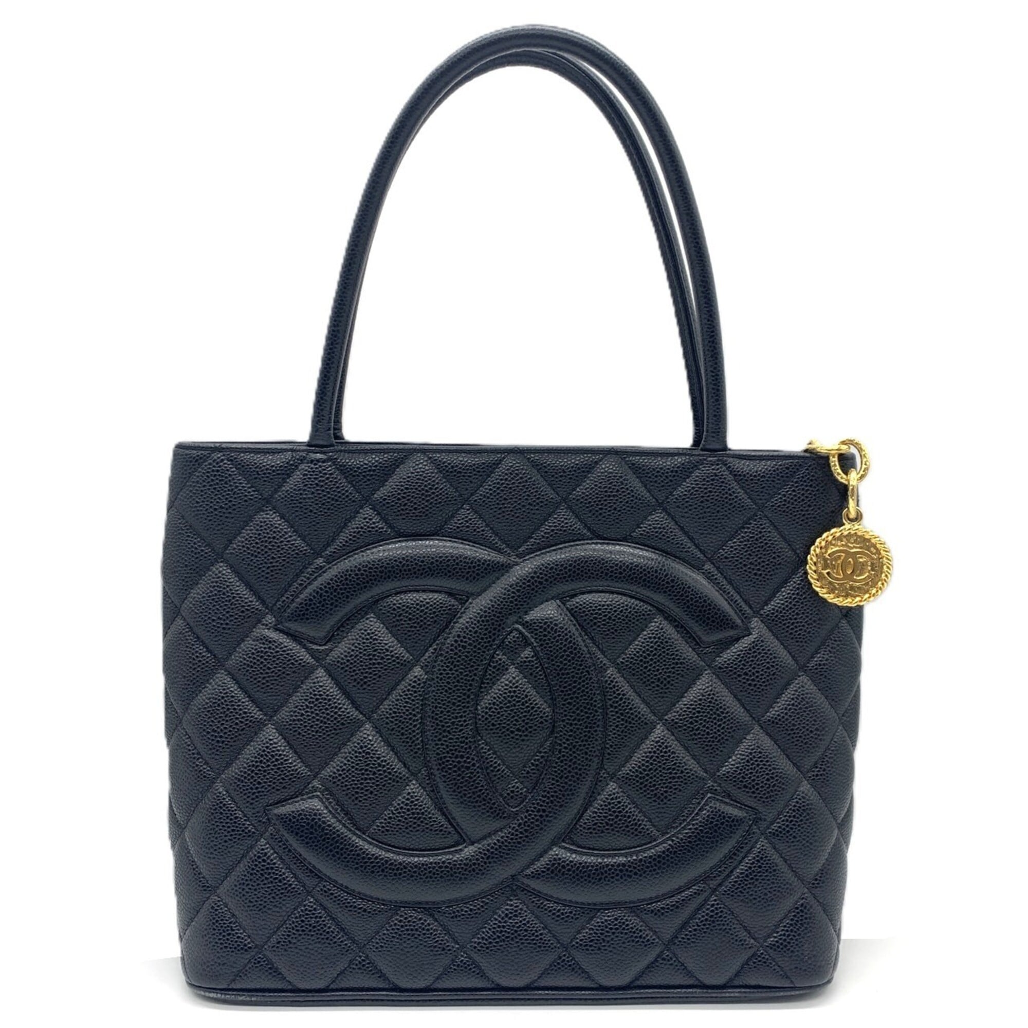 Chanel Black Grained Calfskin Tote Bag (Pre-Owned)