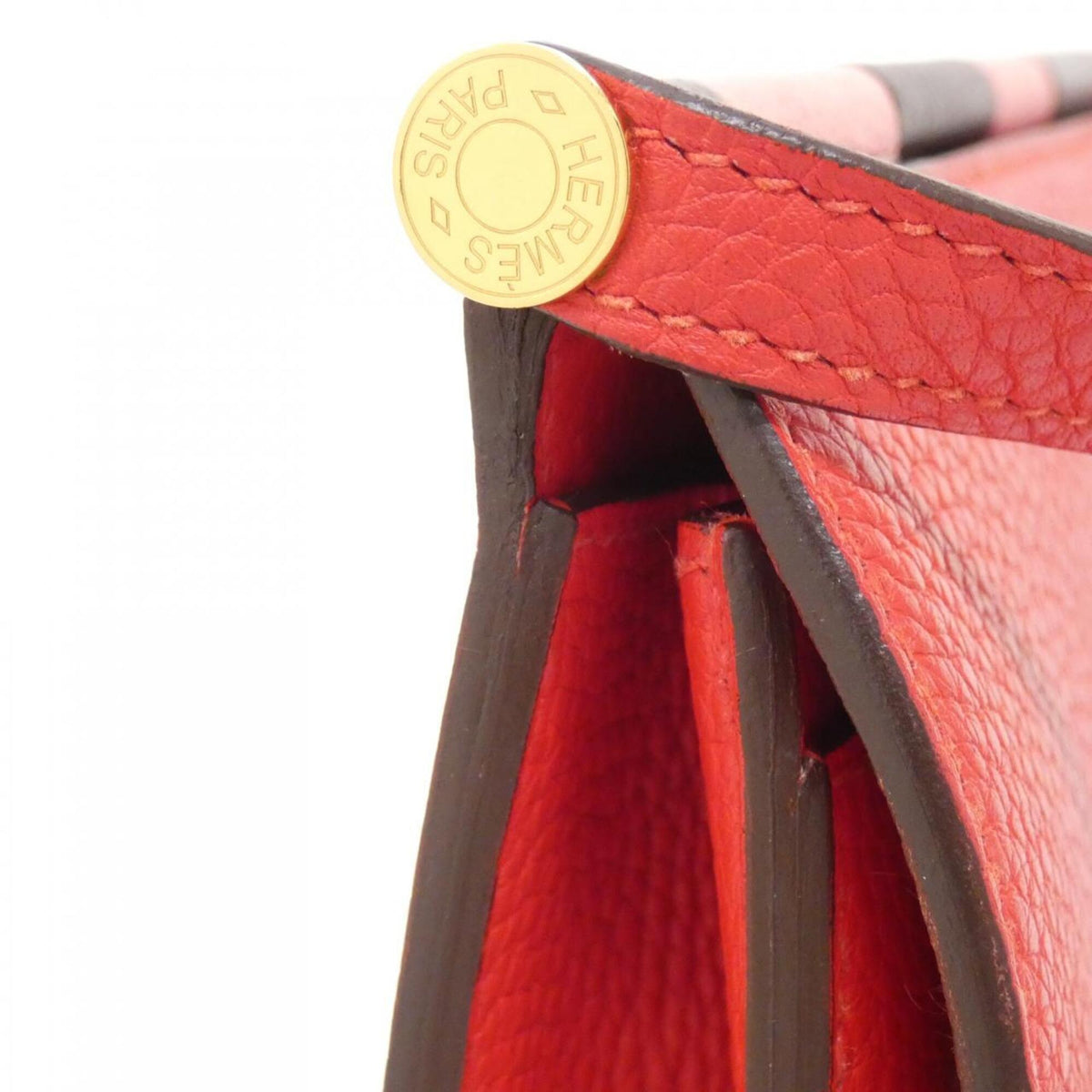 Hermes Red Color Taurillon Clemence Leather Chevre Leather Shoulder Bag (Pre-Owned)