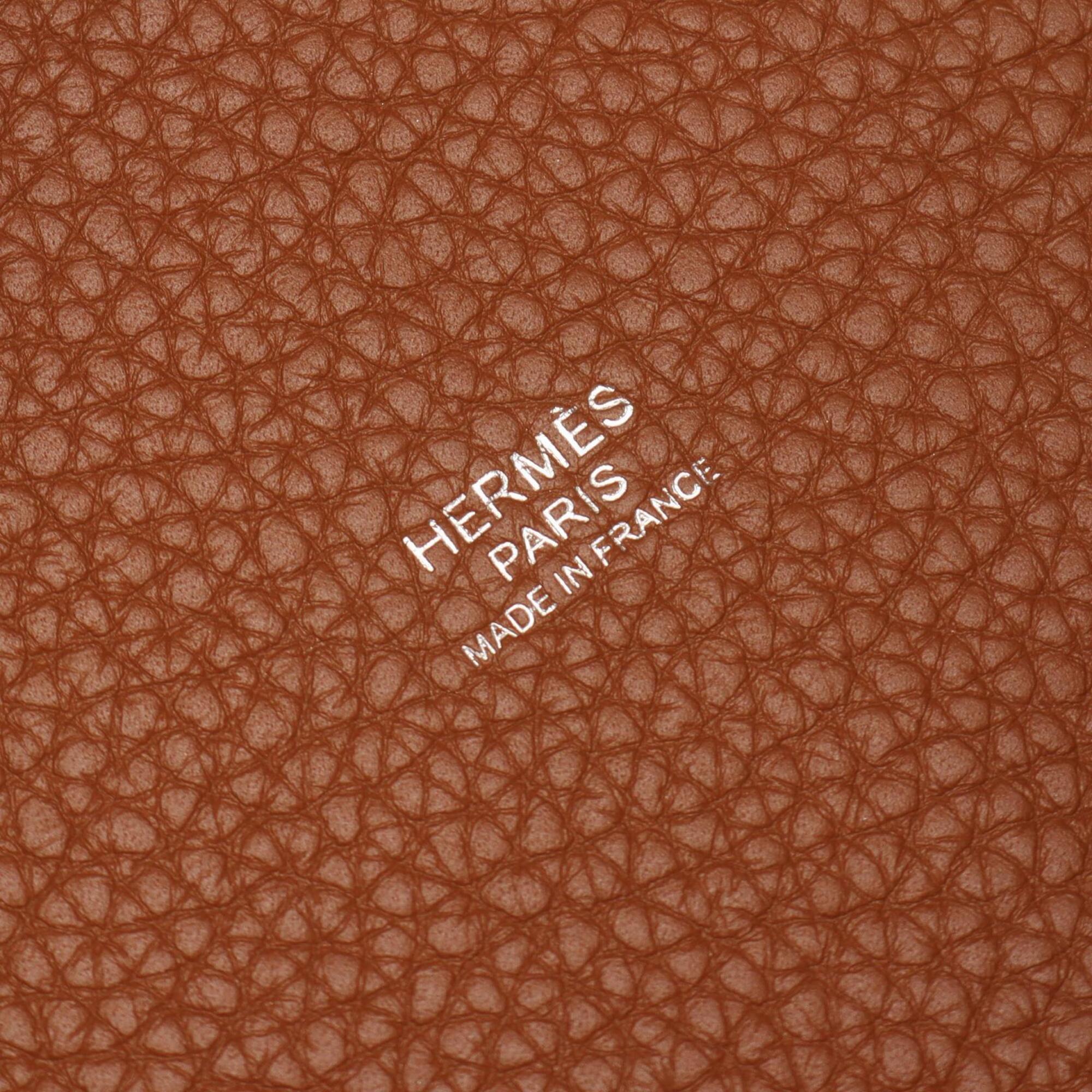 Hermes Brown Ivory Taurillon Clemence Leather Swift Leather Handbag (Pre-Owned)