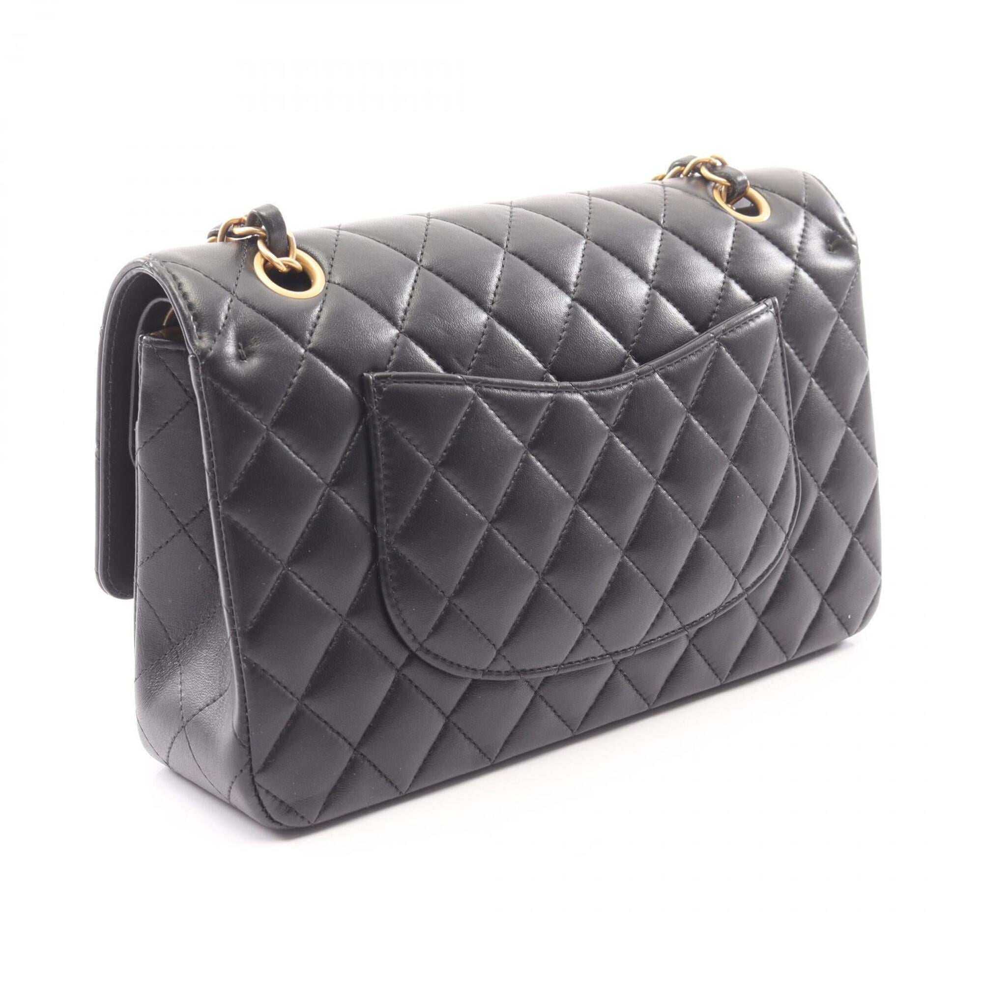 Chanel Black Leather Handbag Shoulder Bag (Pre-Owned)