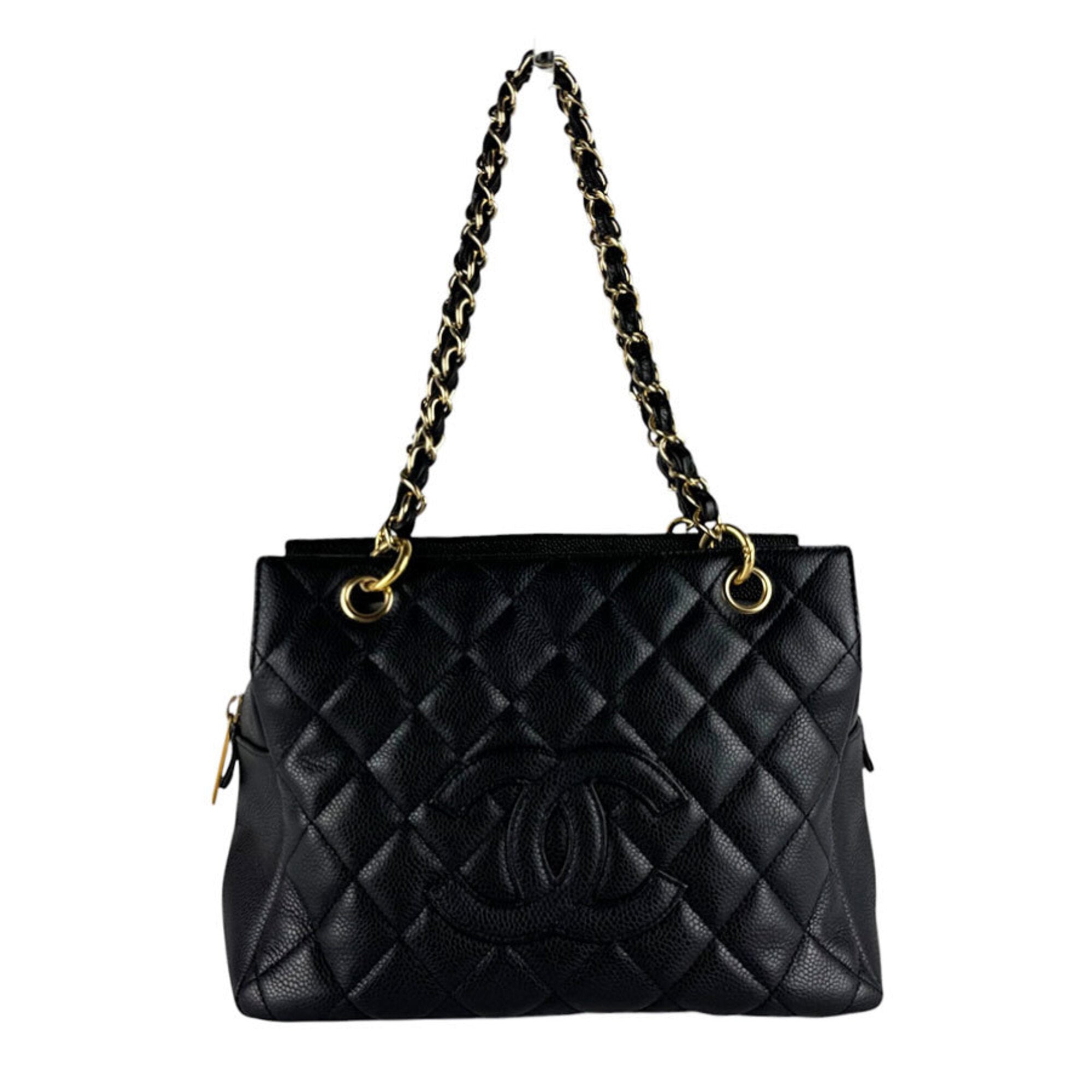 Chanel Black Grained Calfskin Handbag (Pre-Owned)