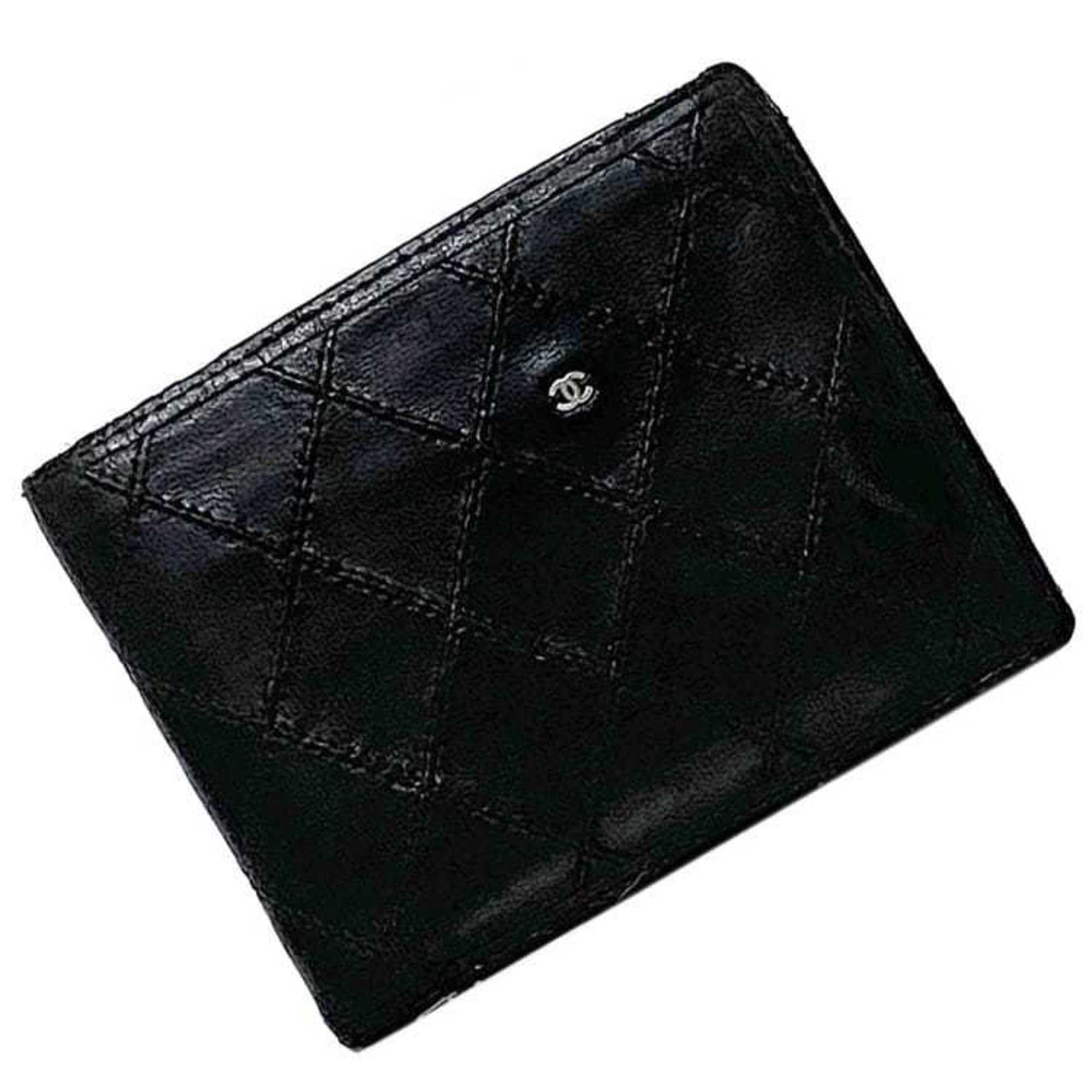 Chanel Black Leather Wallet (Bi-Fold) (Pre-Owned)