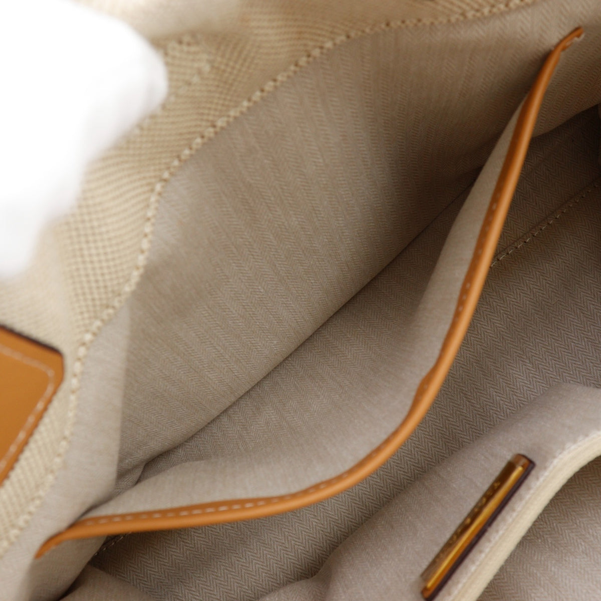 Tory Burch Beige Canvas Leather Tote Bag (Pre-Owned)
